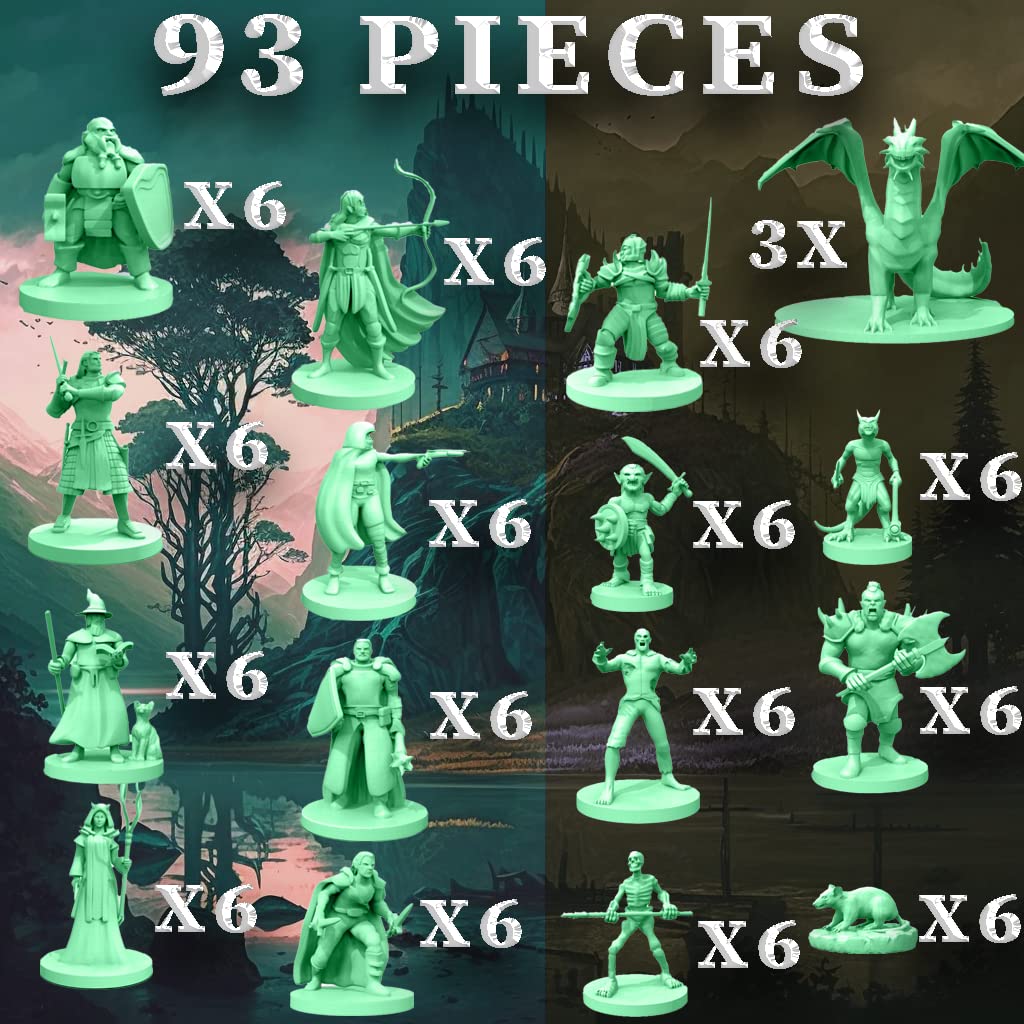 House of Bodian Mythical Heroes Mini Figure Set – 93 Pieces, 16 Designs for RPGs | DND Compatible