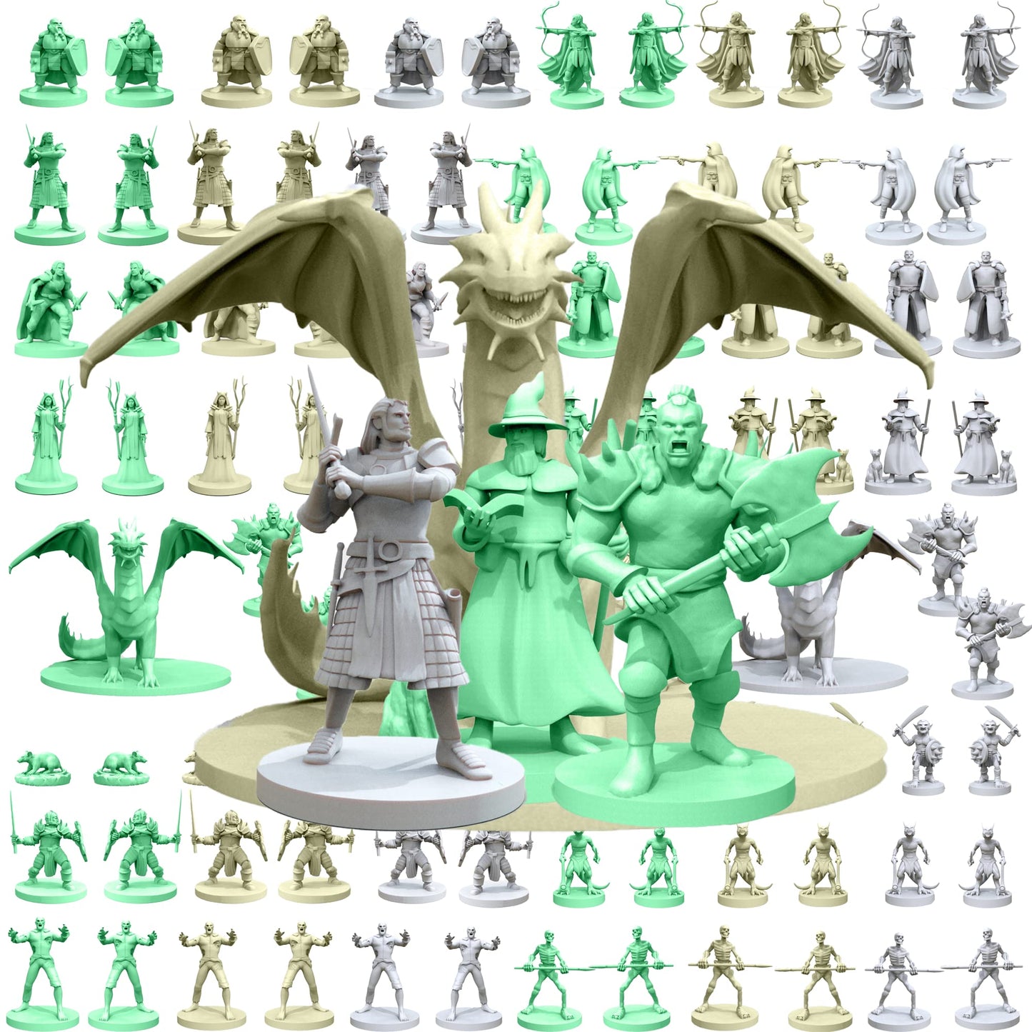 House of Bodian Mythical Heroes Mini Figure Set – 93 Pieces, 16 Designs for RPGs | DND Compatible