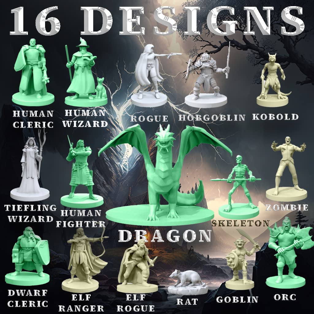 House of Bodian Mythical Heroes Mini Figure Set – 93 Pieces, 16 Designs for RPGs | DND Compatible