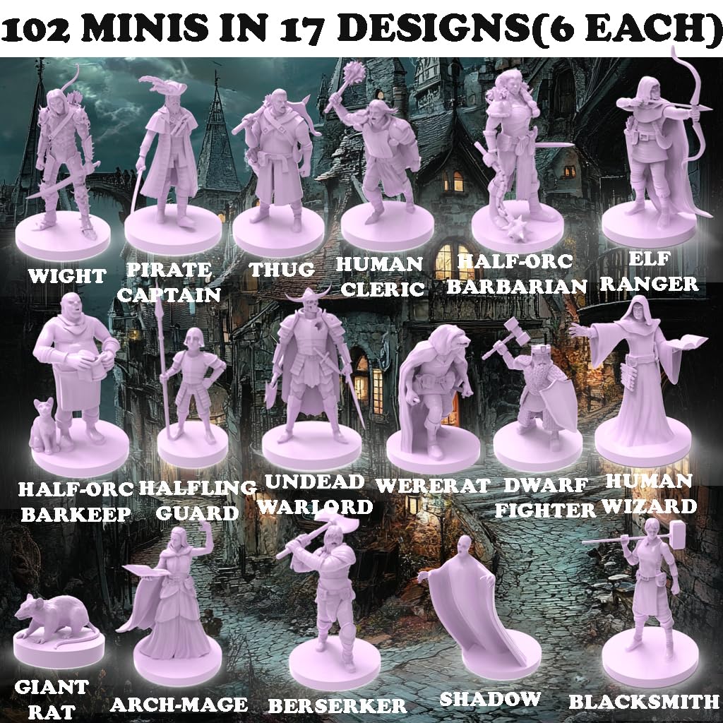 House of Bodian Mythical Heroes & Monsters Mini Figure Set – 102 Pcs, 17 Designs, 28–32mm Scale