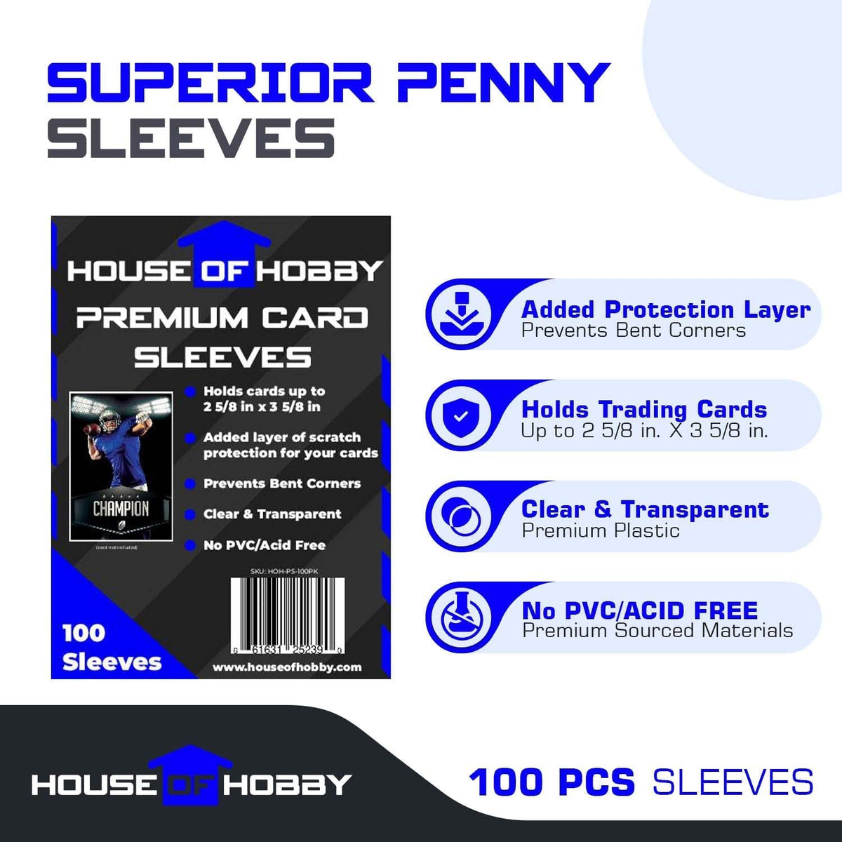 200pc Card Top Loaders & Penny Sleeves Bundle | House of Hobby