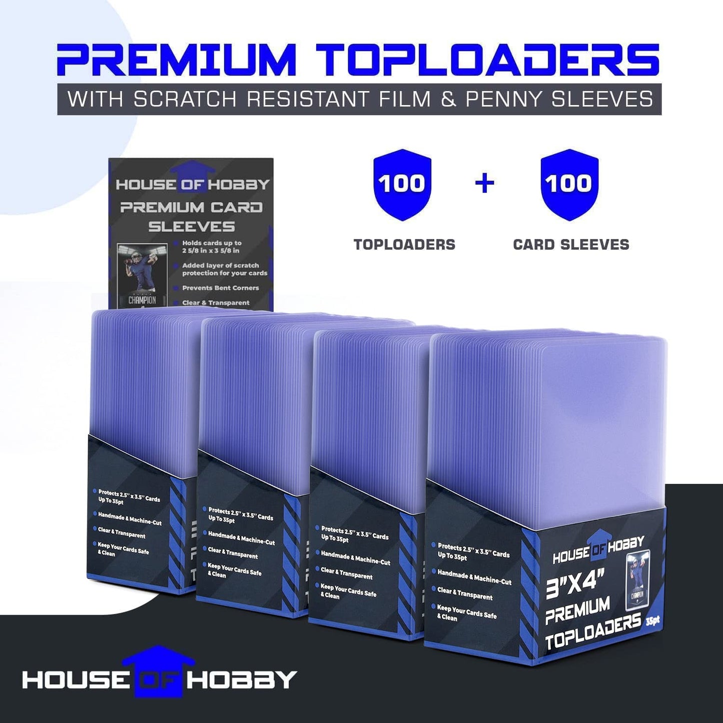 200pc Card Top Loaders & Penny Sleeves Bundle | House of Hobby