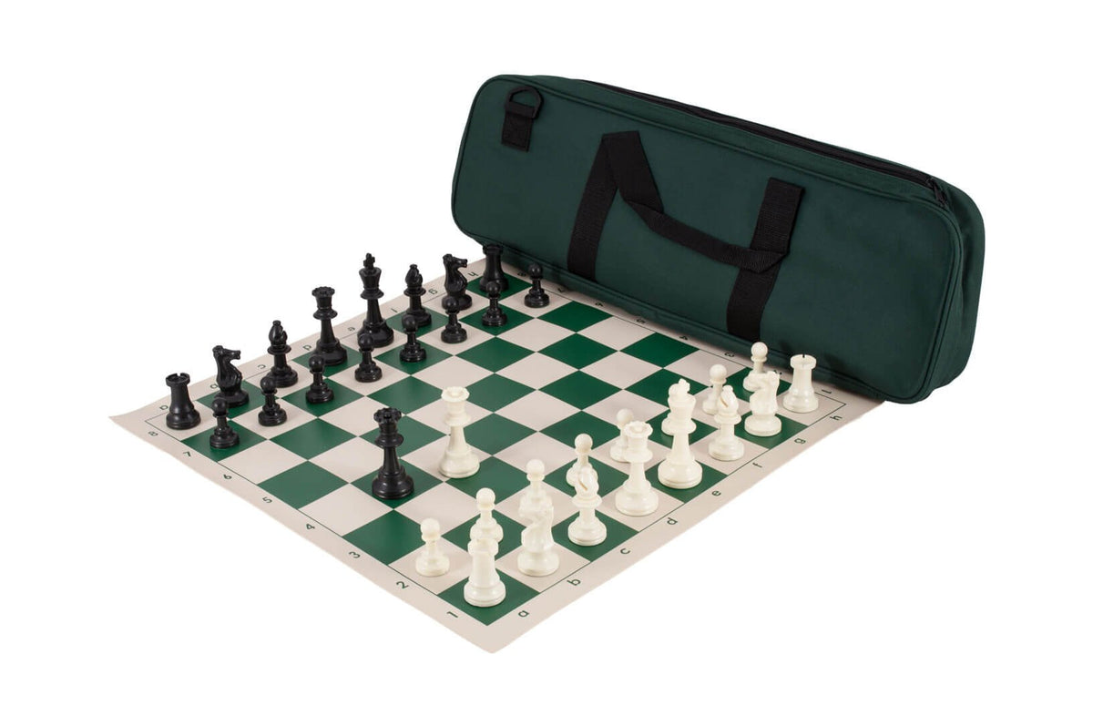 Deluxe Chess Set Combination – Triple Weighted by US Chess Federation (Forest Green) | The House of Staunton