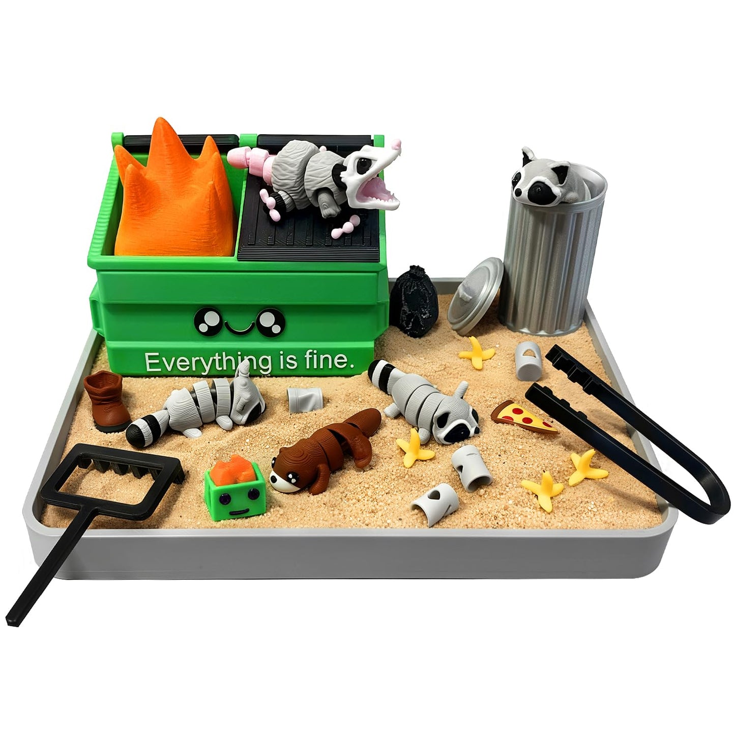 HouseBegan Dumpster Fire Zen Garden for Desk – Funny Office Stress Relief Gift