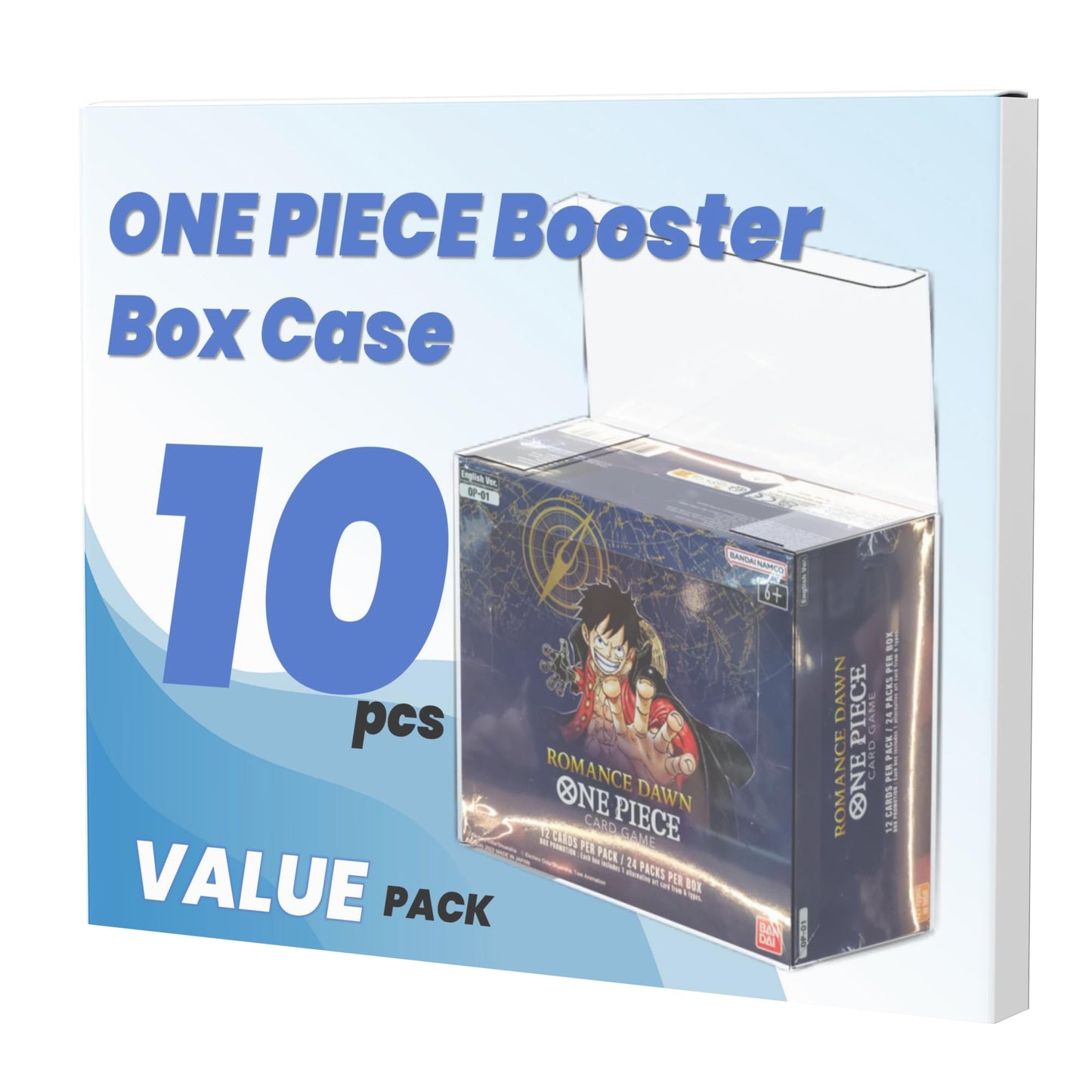 HOUSYLOVE PET OPCG Booster Protectors for One Piece Card Game (10 Pack) - 0.50mm Thick Clear Display Box Fits OP01/OP03/OP04/OP05/OP06