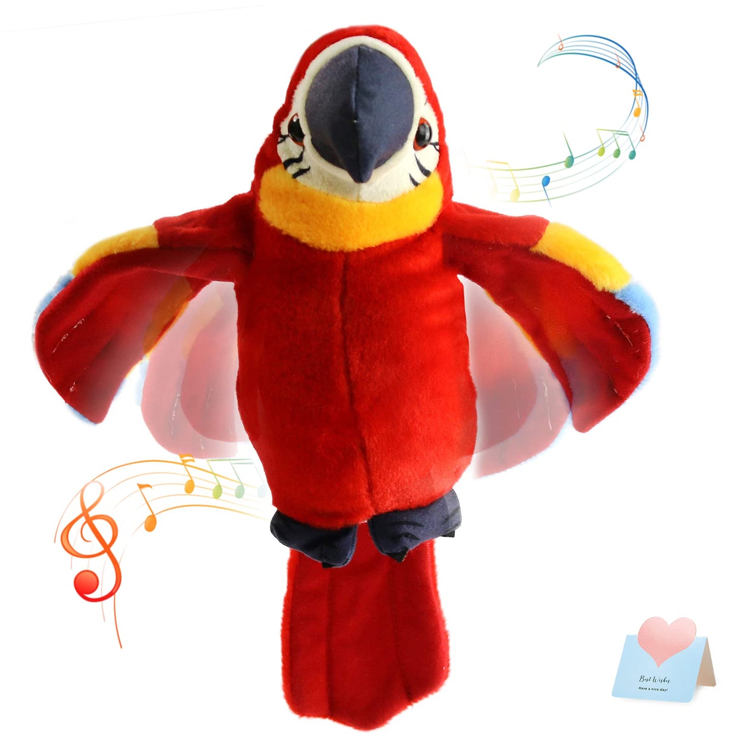 Houwsbaby 9'' Red Talking Parrot Plush – Interactive Recording Macaw Toy for Kids