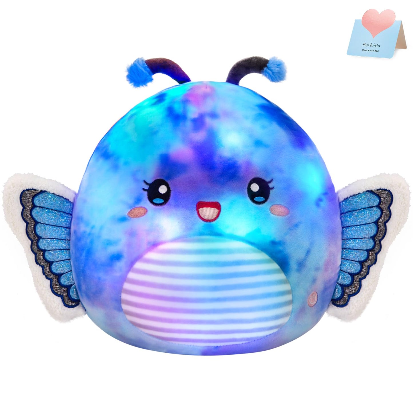 Houwsbaby 12" Blue Light Up Butterfly Plush Pillow | LED Night Light & Plush Toy