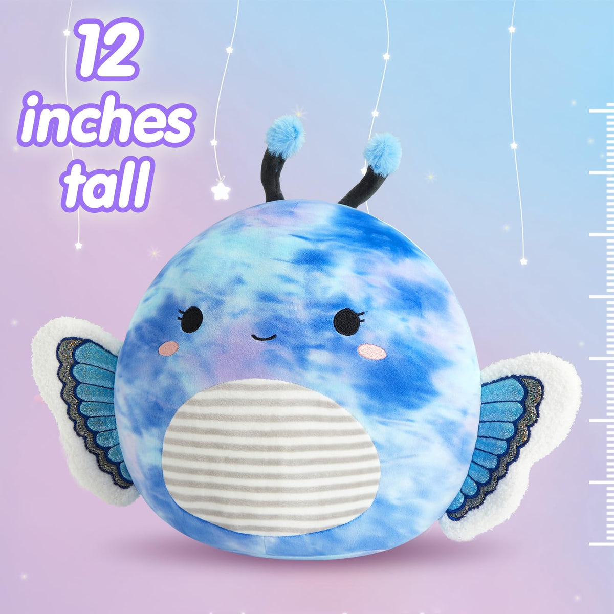 Houwsbaby 12-Inch Blue Butterfly Plush Pillow – Soft Butterfly Plush Toy for Kids