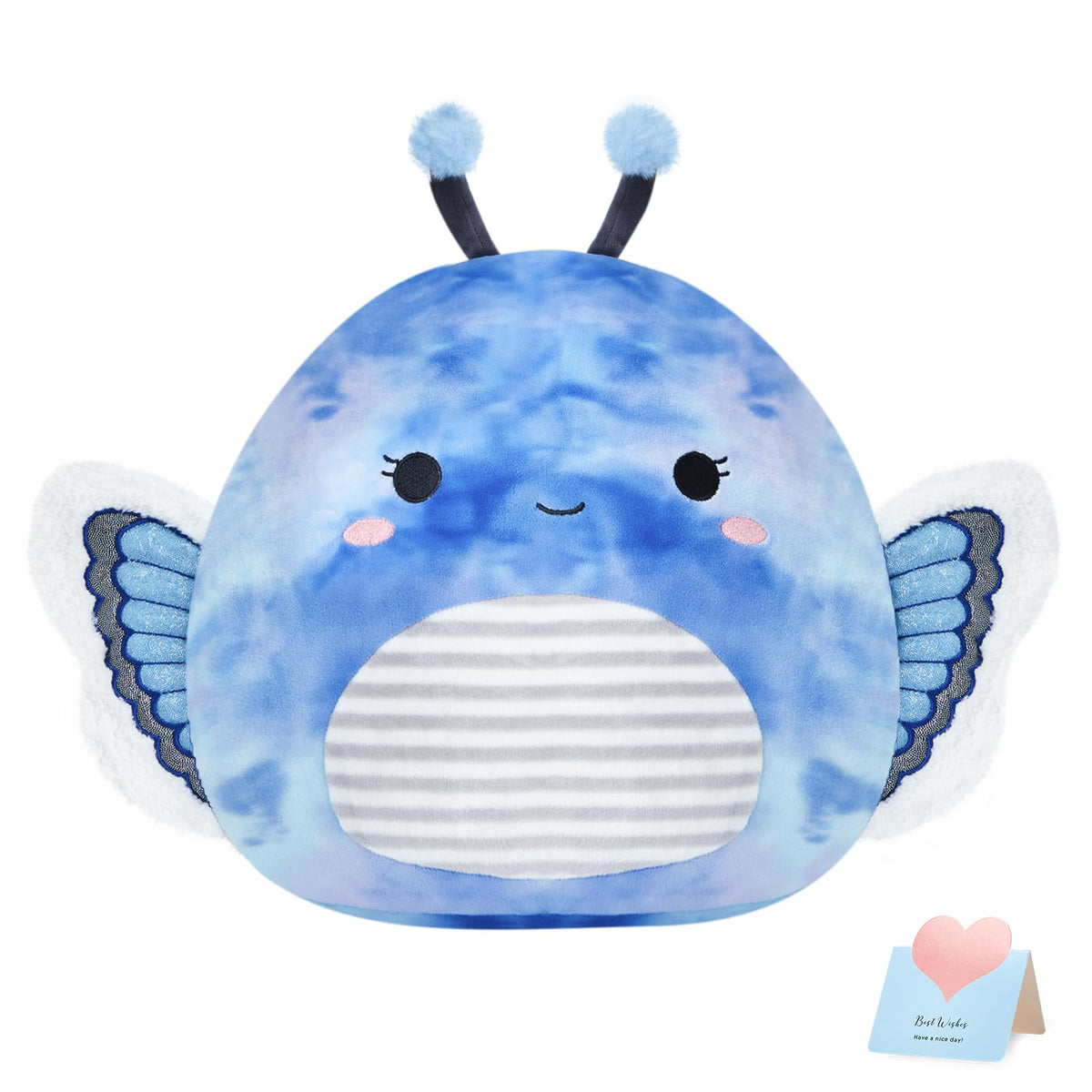 Houwsbaby 12-Inch Blue Butterfly Plush Pillow – Soft Butterfly Plush Toy for Kids