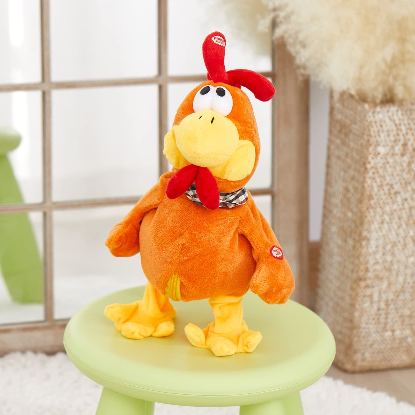 Houwsbaby 15-inch Electronic Squawking Chicken Toy – Interactive Singing Rooster Plush for Kids