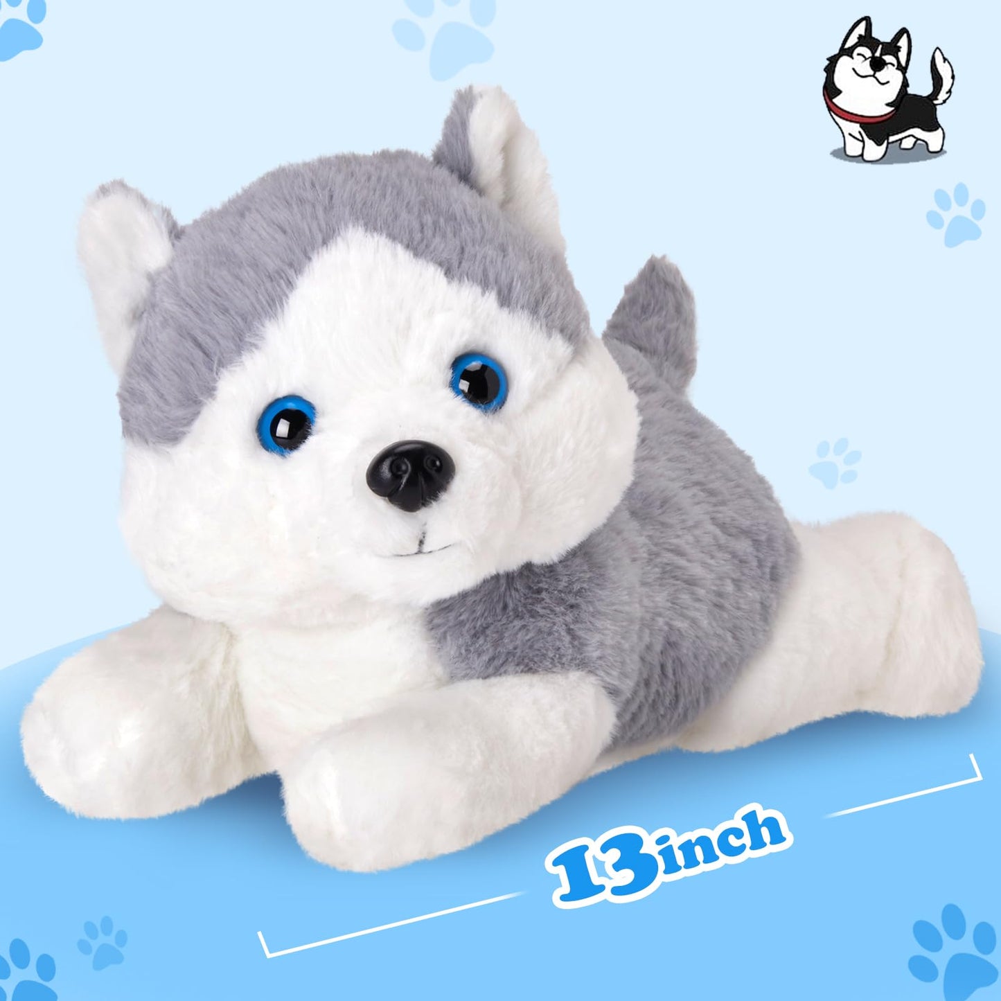 Houwsbaby 13'' Gray Light Up Husky — Soft Plush Night Light Puppy