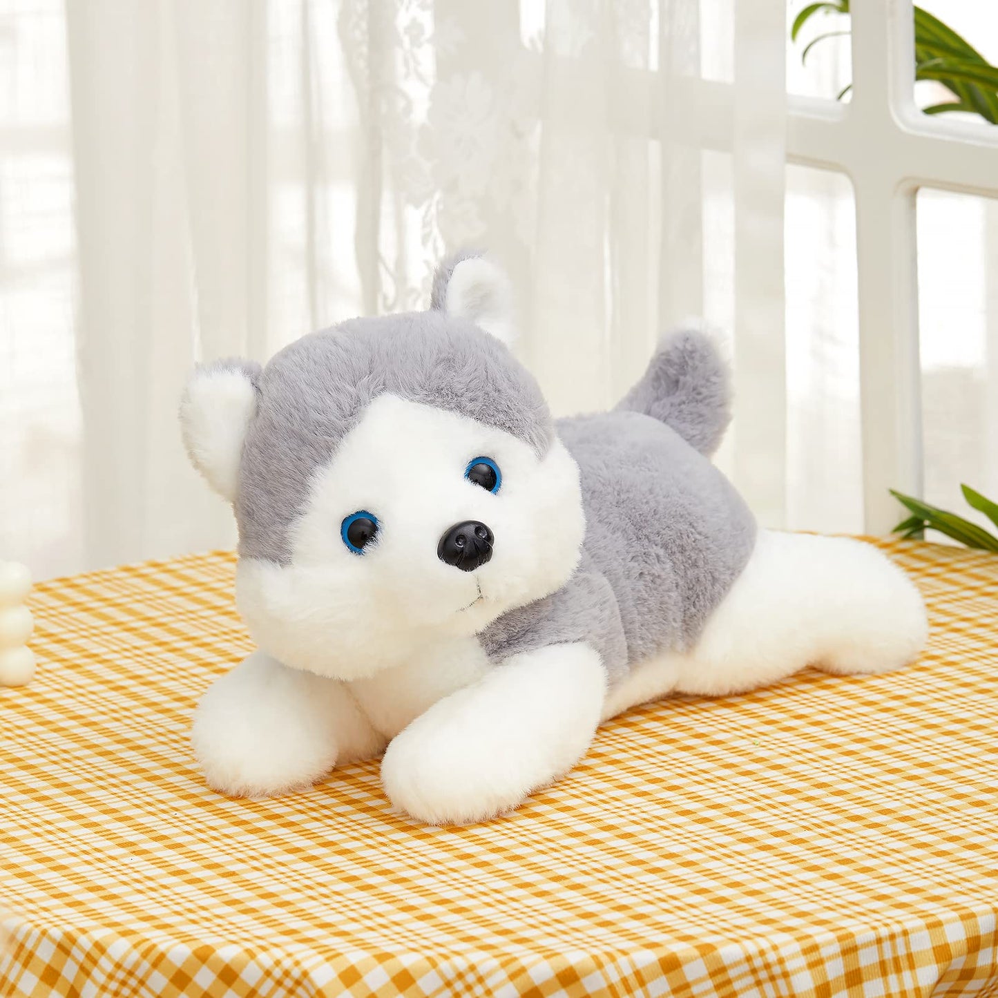 Houwsbaby 13'' Gray Light Up Husky — Soft Plush Night Light Puppy