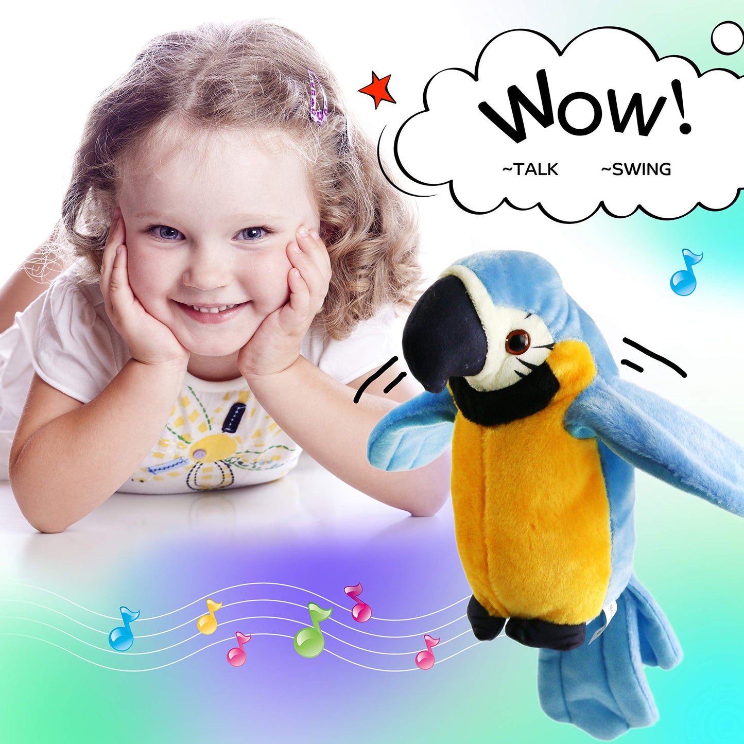 Houwsbaby 9'' Talking Parrot Plush – Interactive Recording Macaw Toy for Kids