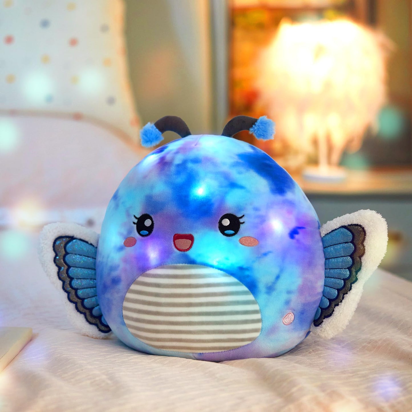Houwsbaby 12" Blue Light Up Butterfly Plush Pillow | LED Night Light & Plush Toy