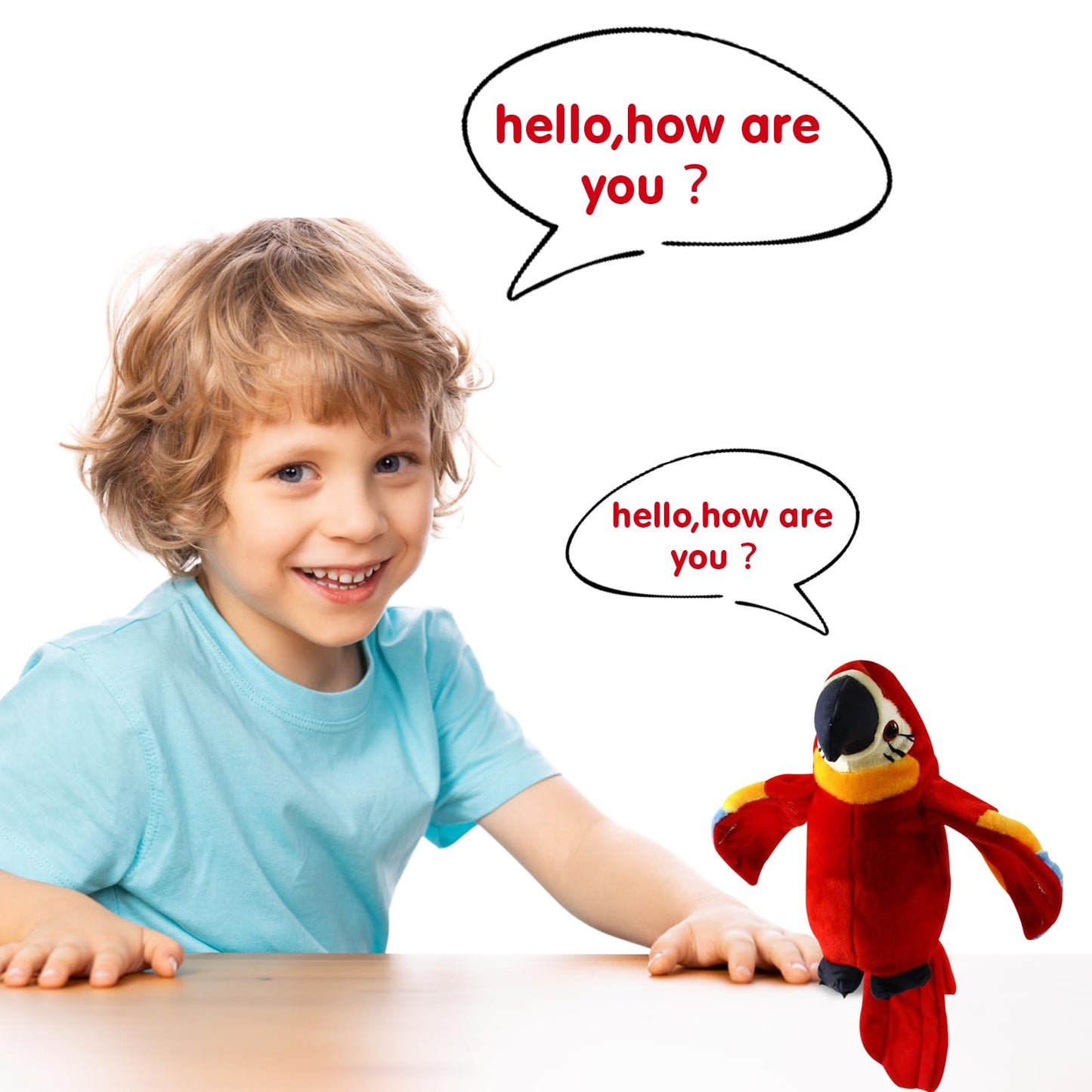 Houwsbaby 9'' Red Talking Parrot Plush – Interactive Recording Macaw Toy for Kids