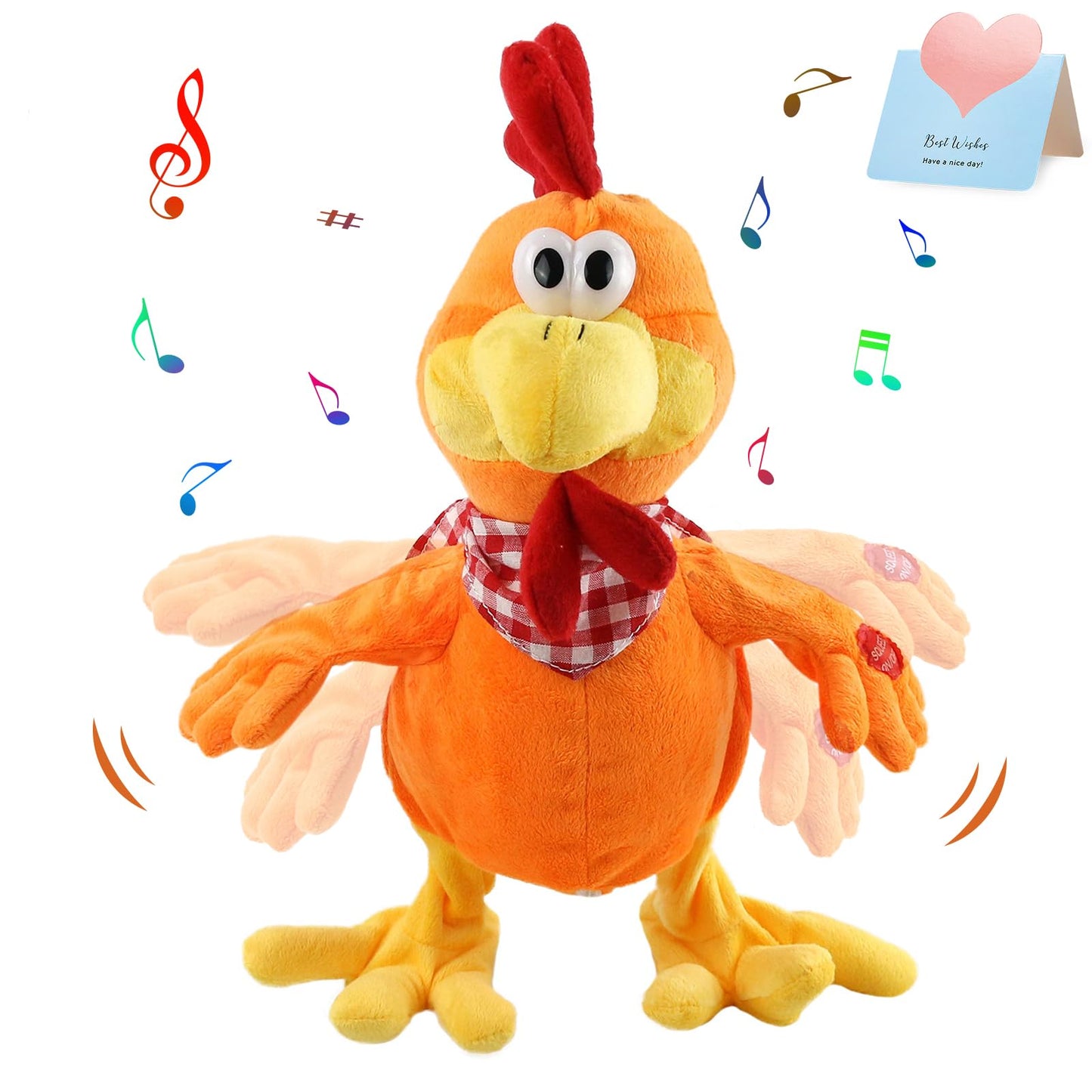 Houwsbaby 15-inch Electronic Squawking Chicken Toy – Interactive Singing Rooster Plush for Kids