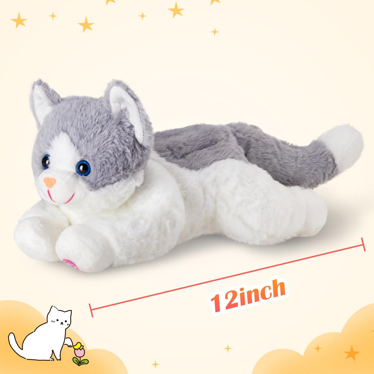 Houwsbaby 15-inch Gray Light-Up Kitty Plush — LED Night Light Toy for Kids