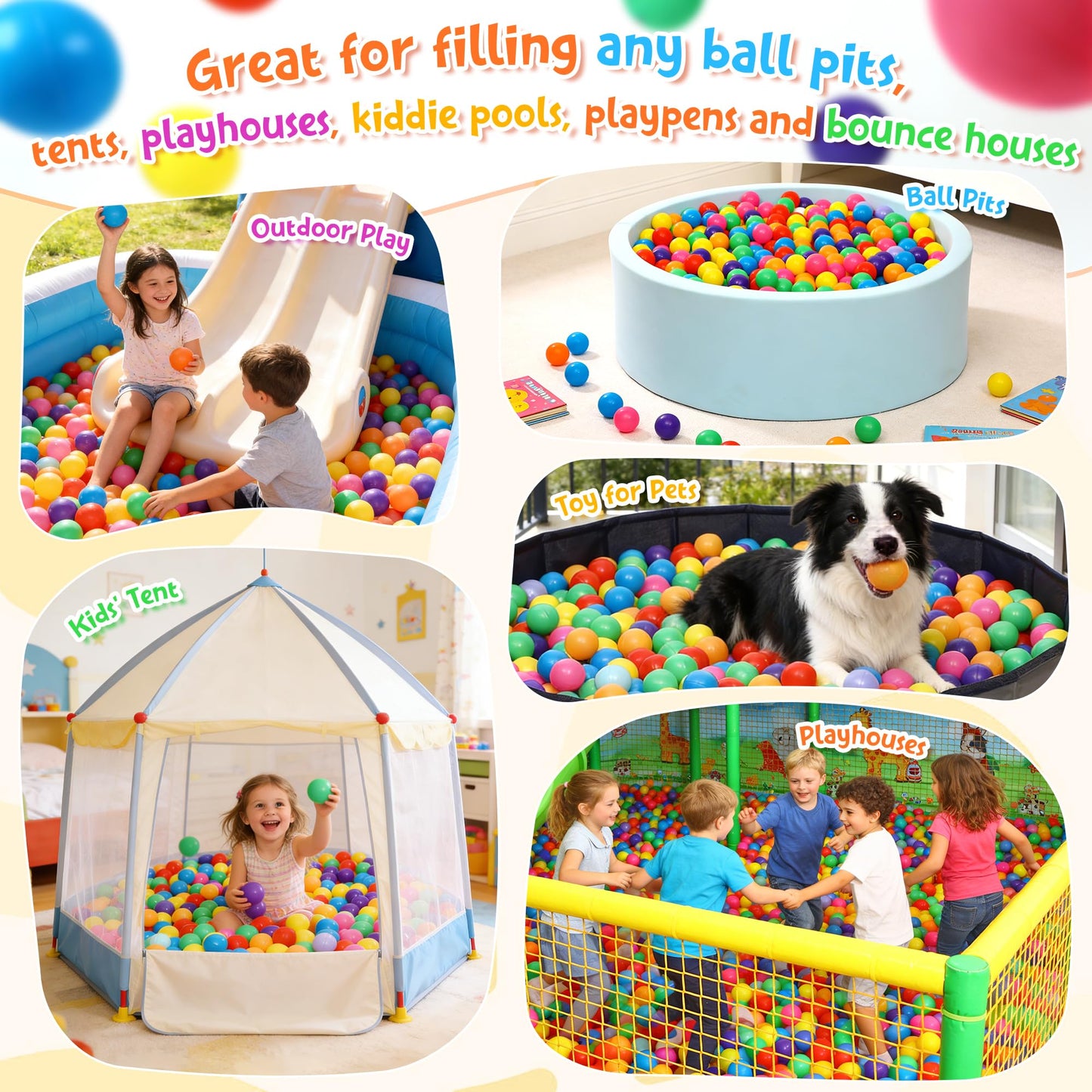 Hovenlay Ball Pit Balls – 7 Colors, BPA/Phthalate Free, Crush-Proof Plastic + Storage Bag