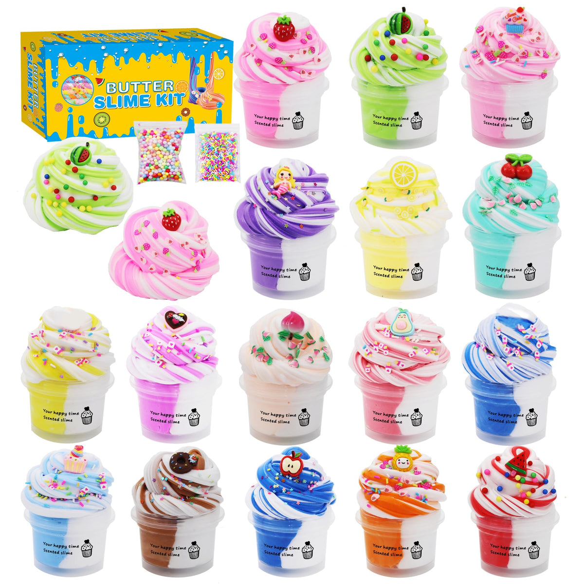 Howlaiwoo 16-Pack Two-Toned Butter Slime Kit — Soft, Non-Sticky DIY Slime for Kids
