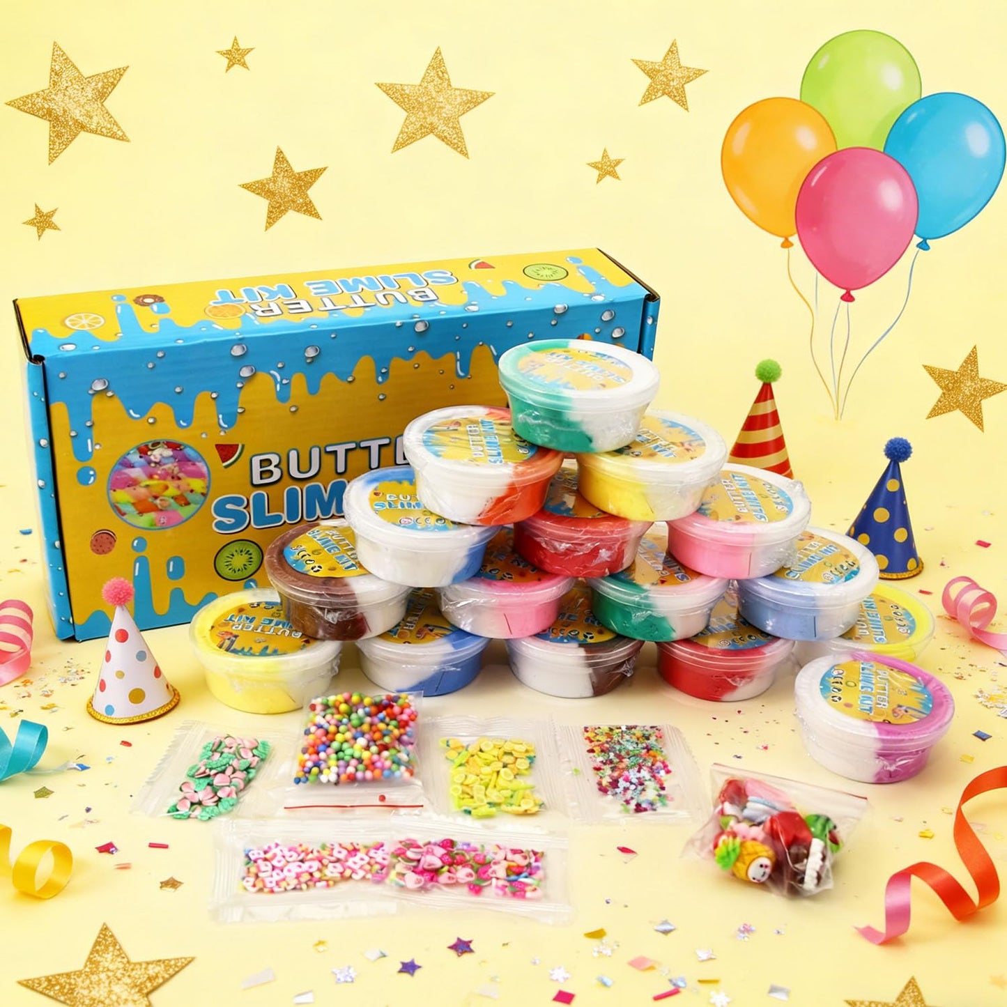 Howlaiwoo 16-Pack Two-Toned Butter Slime Kit — Soft, Non-Sticky DIY Slime for Kids