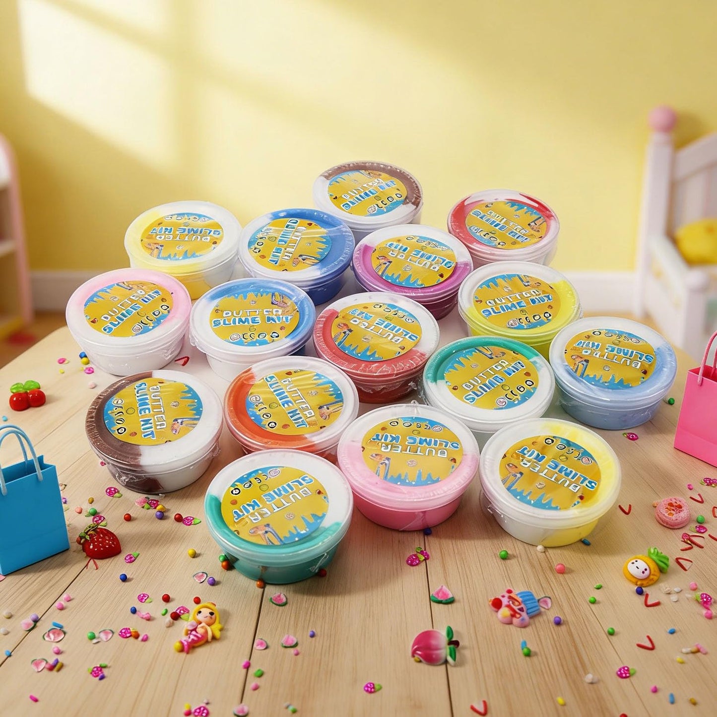 Howlaiwoo 16-Pack Two-Toned Butter Slime Kit — Soft, Non-Sticky DIY Slime for Kids