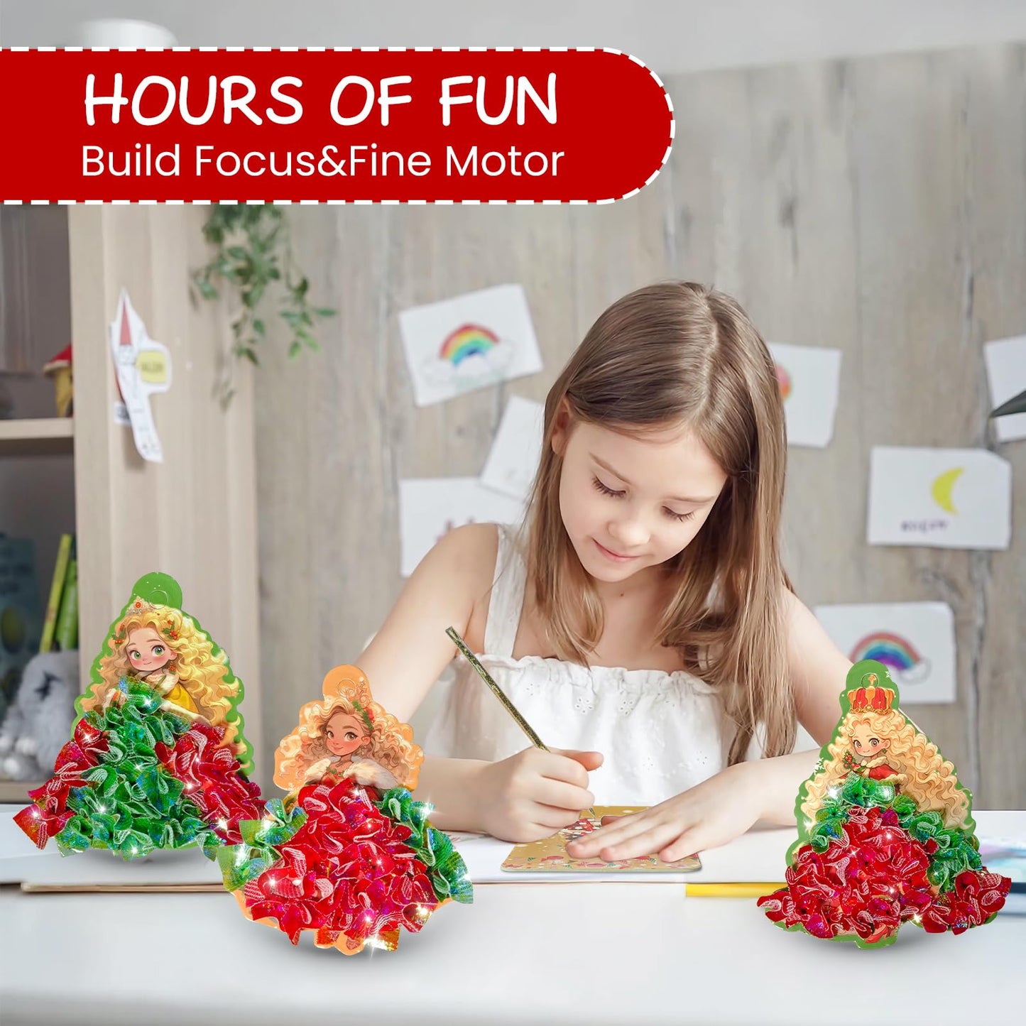 HOYON GP 24‑Piece Poke Art Kit for Girls — Magical Princess & Christmas Crafts