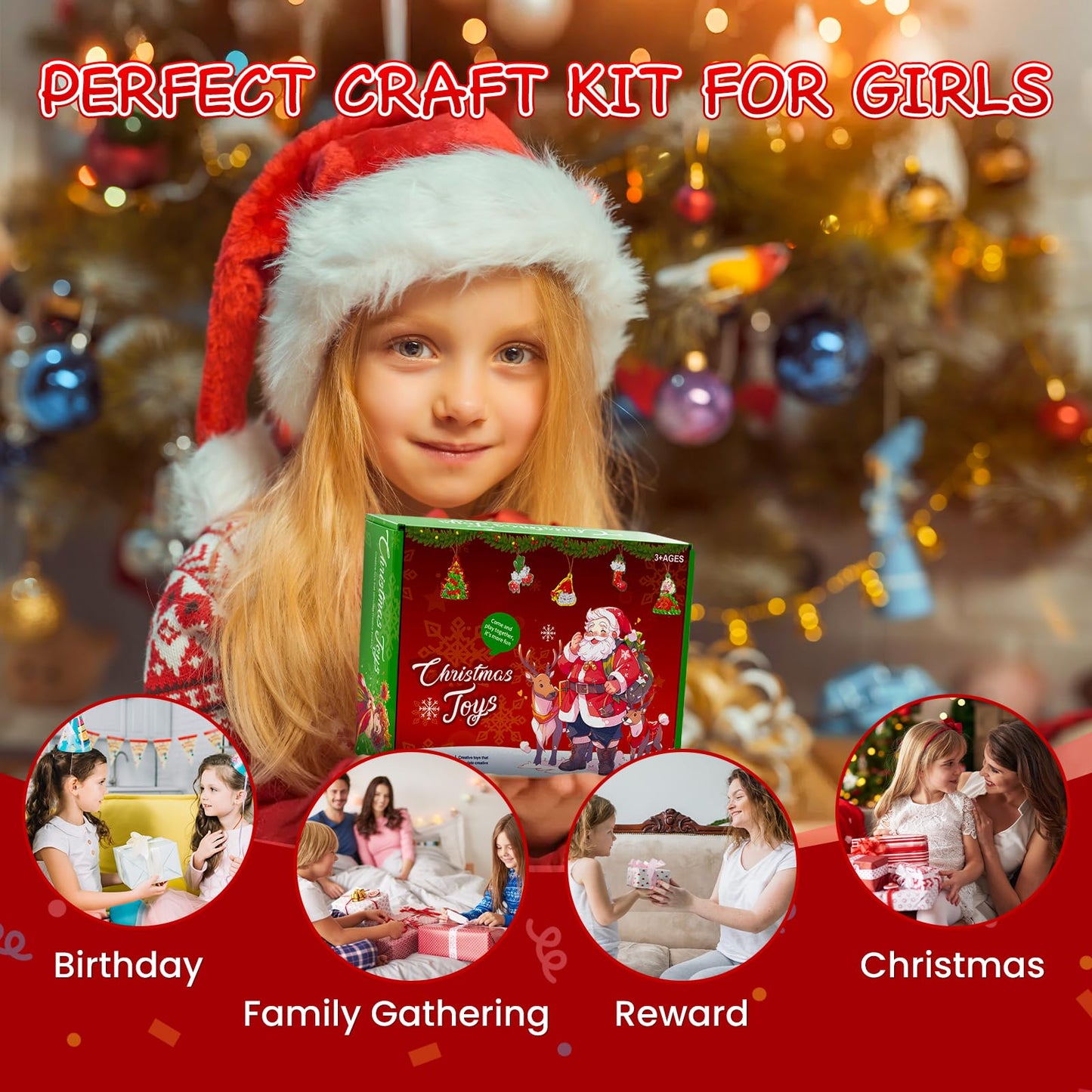HOYON GP 24‑Piece Poke Art Kit for Girls — Magical Princess & Christmas Crafts