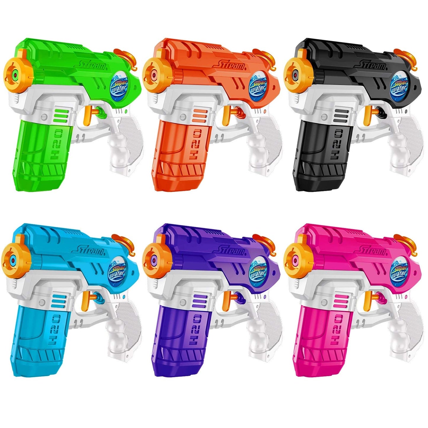 HozHoy Water Guns for Kids 6 Pack – 220CC Capacity, 15–20 ft Range