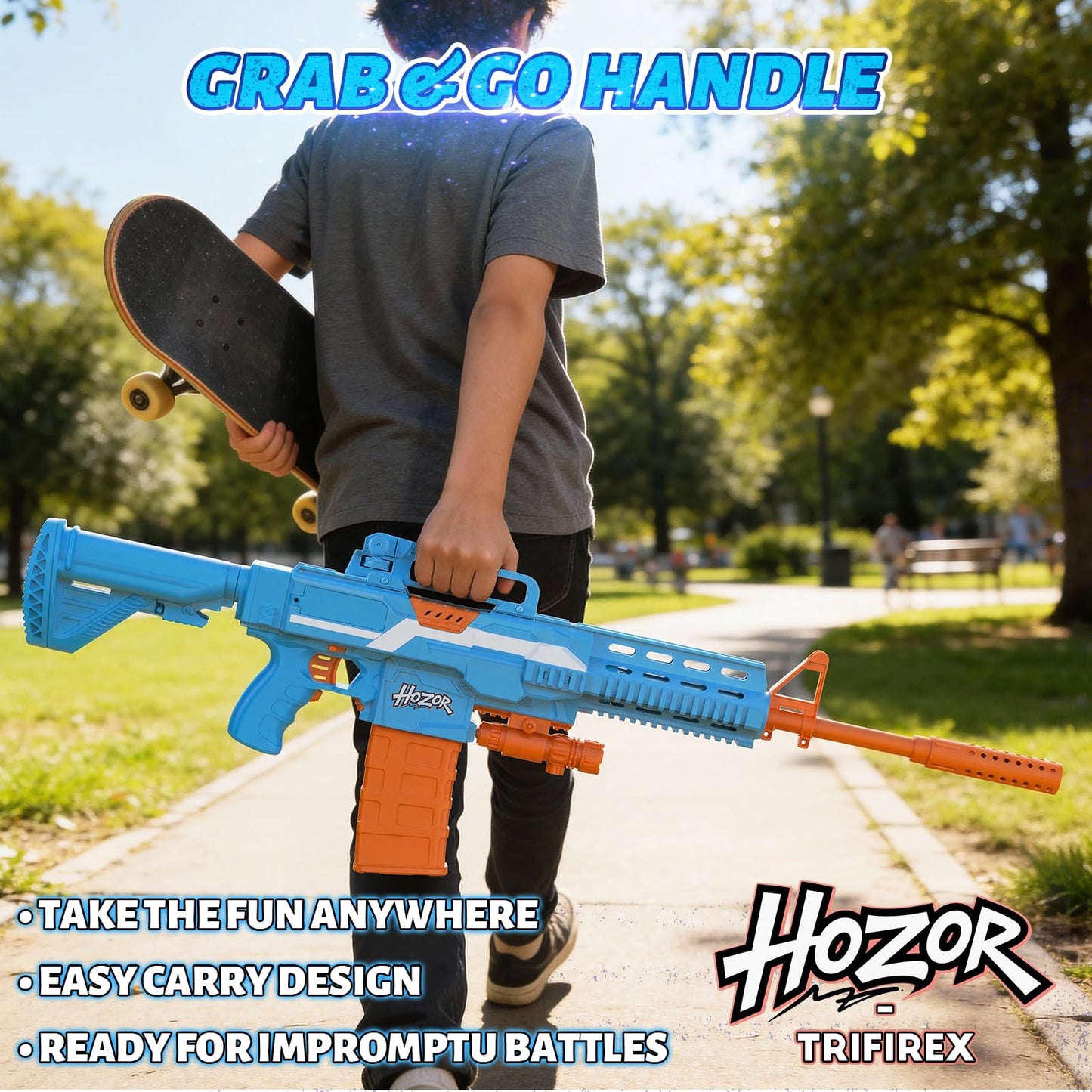 Hozor TriFireX Rechargeable Motorized Blaster Vest Kit | 3 Modes, 2 Magazines, 150 Darts