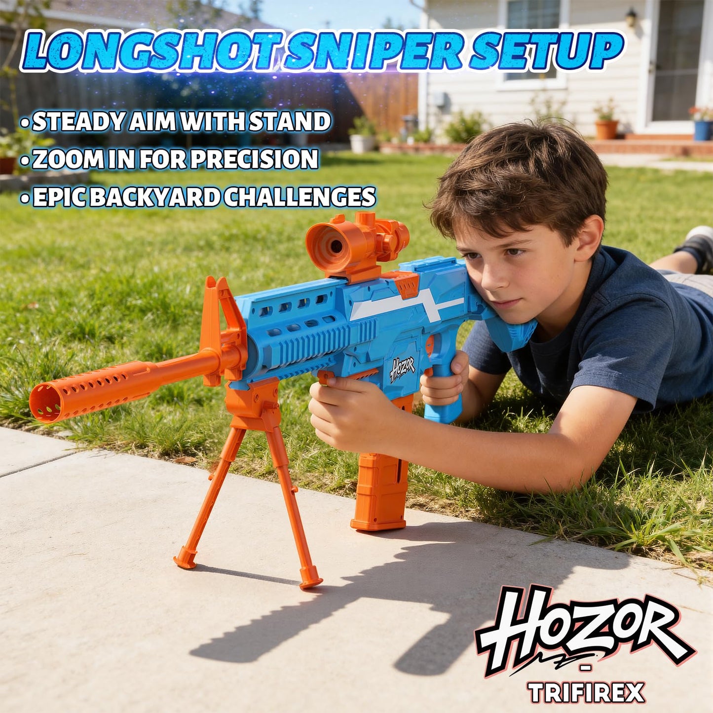 Hozor TriFireX Rechargeable Motorized Blaster Vest Kit | 3 Modes, 2 Magazines, 150 Darts