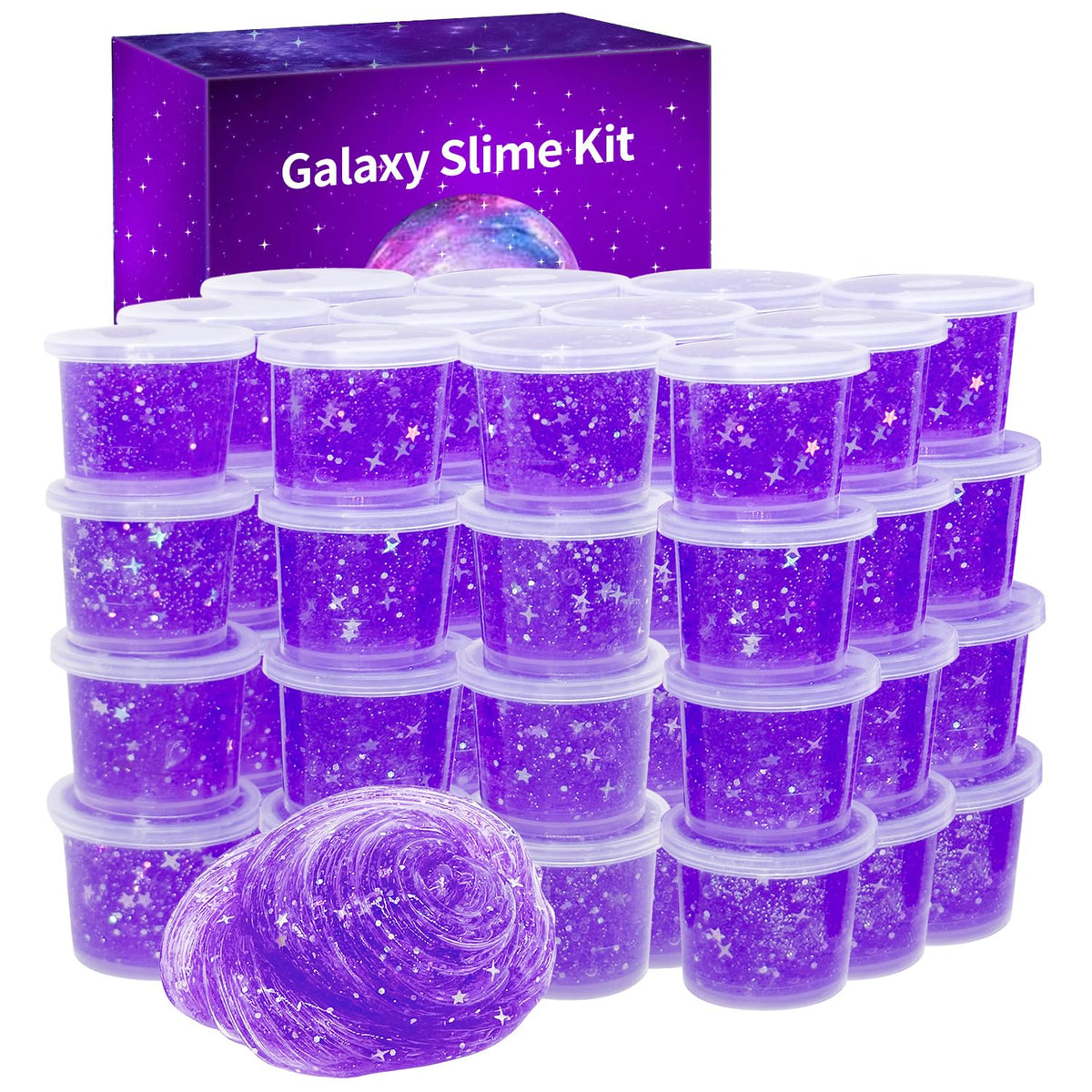 HPLTLKY 24 Pack Galaxy Star Slime – Non-Sticky Soft Sludge Toy for Kids