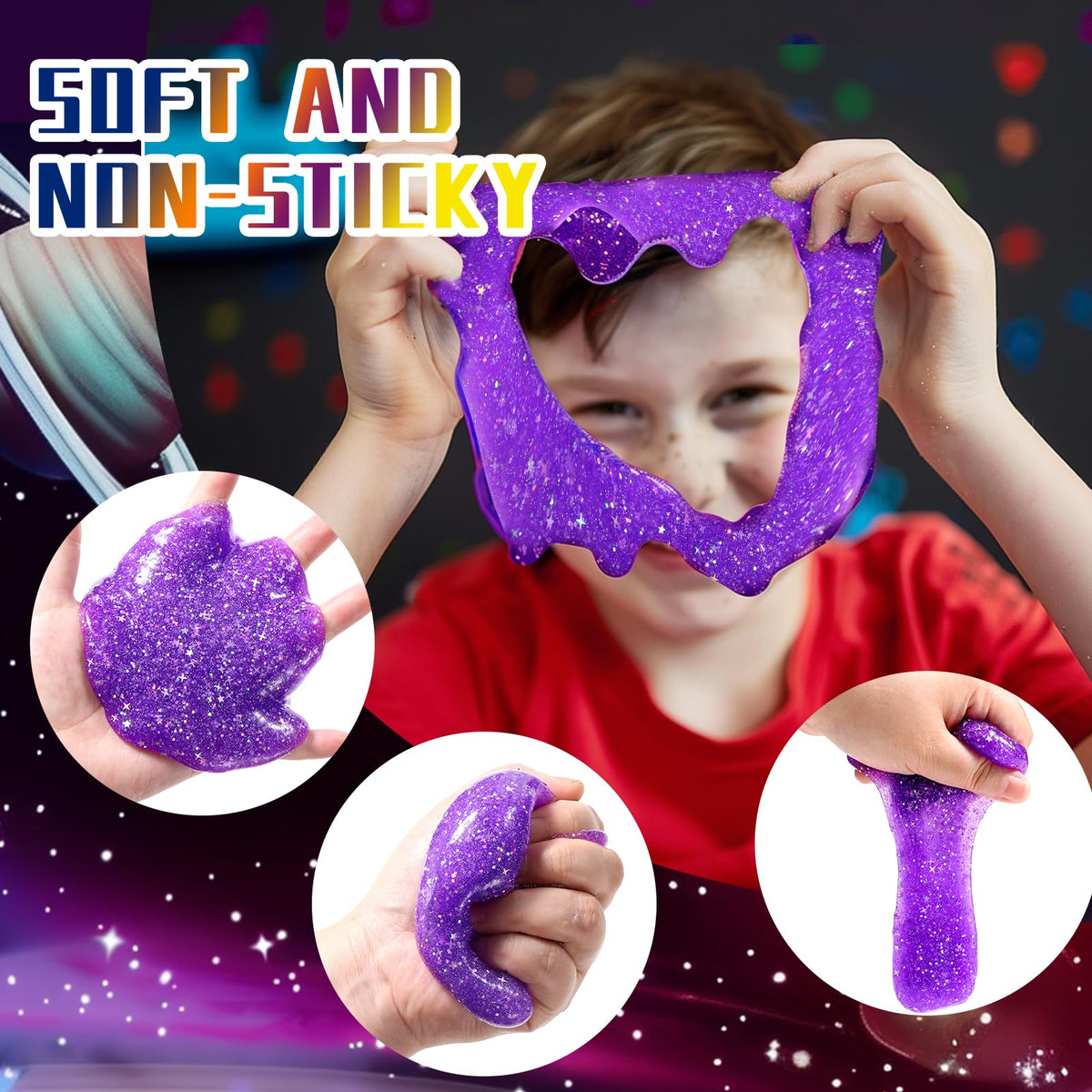 HPLTLKY 24 Pack Galaxy Star Slime – Non-Sticky Soft Sludge Toy for Kids