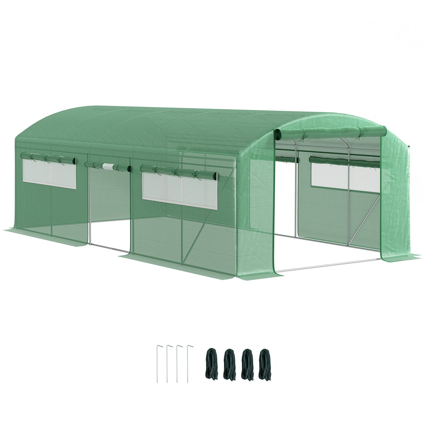 Outsunny Polytunnel Greenhouse with 3 Roll-up Doors, 3 x 2 x 2m
