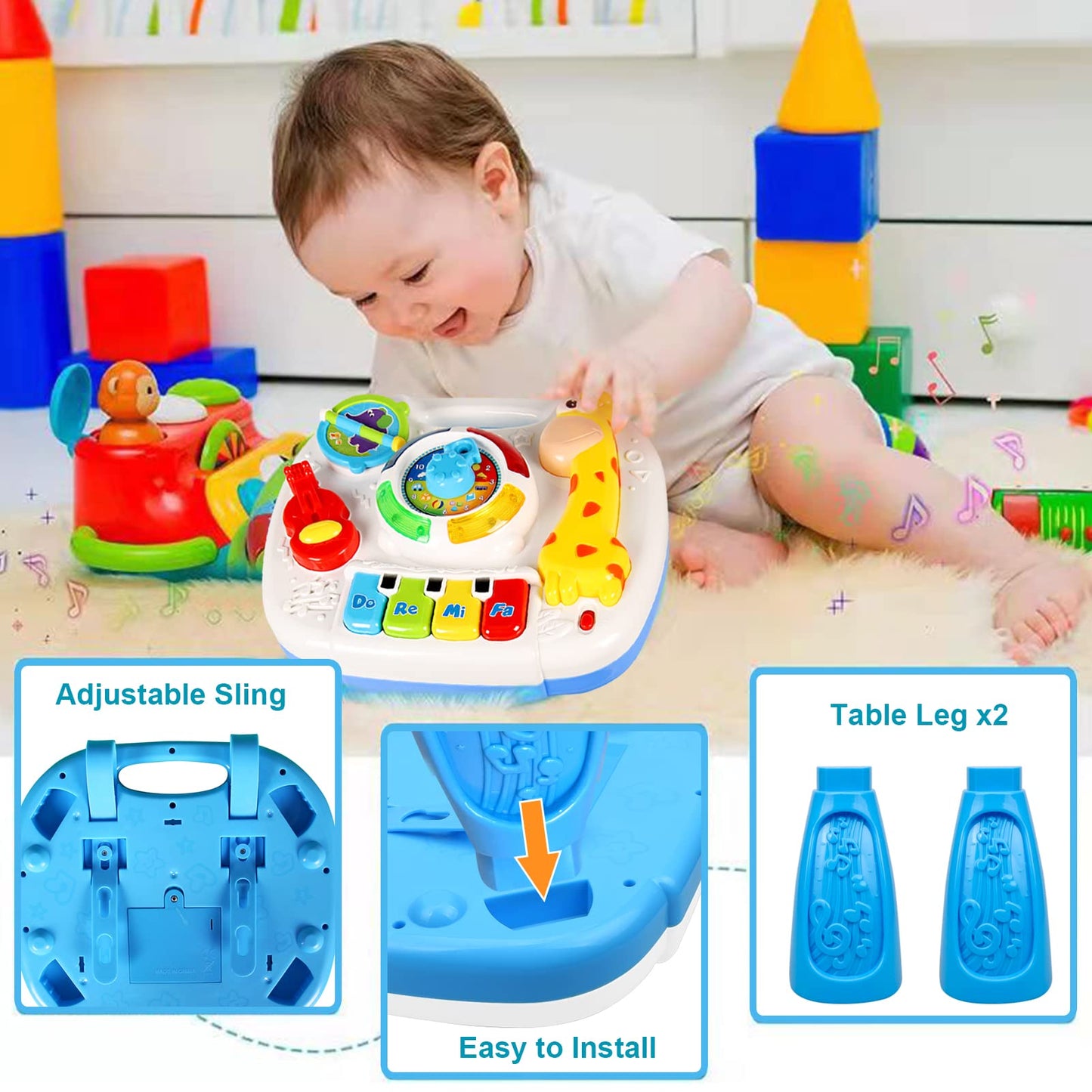 HQXBNBY 3-in-1 Musical Learning Table for Babies 6-12 Months | Early Education Toy