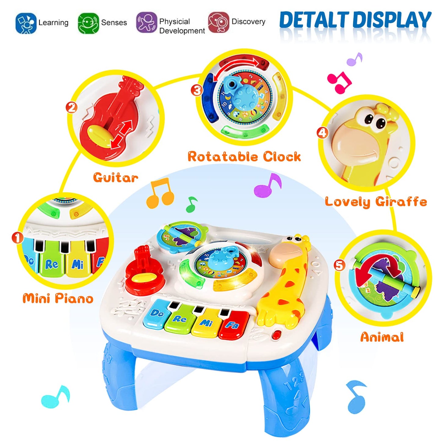 HQXBNBY 3-in-1 Musical Learning Table for Babies 6-12 Months | Early Education Toy