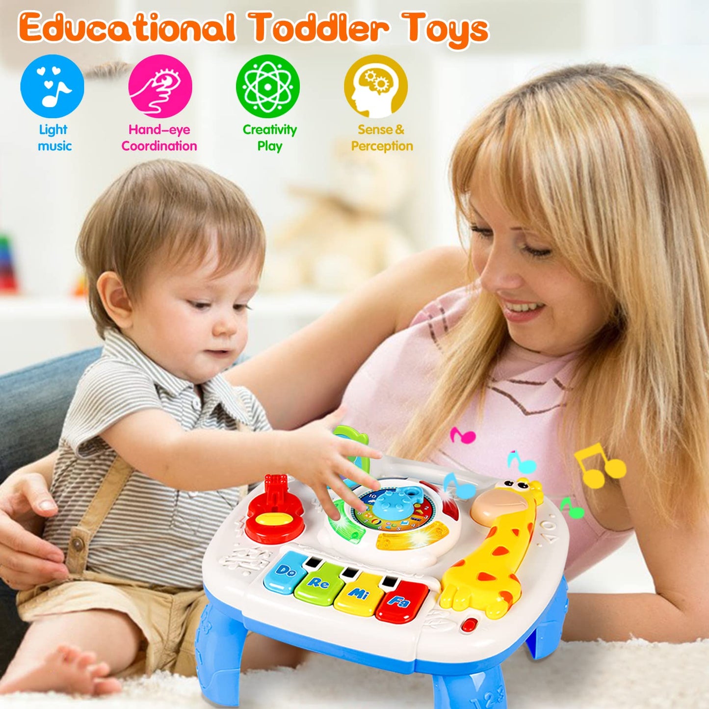 HQXBNBY 3-in-1 Musical Learning Table for Babies 6-12 Months | Early Education Toy