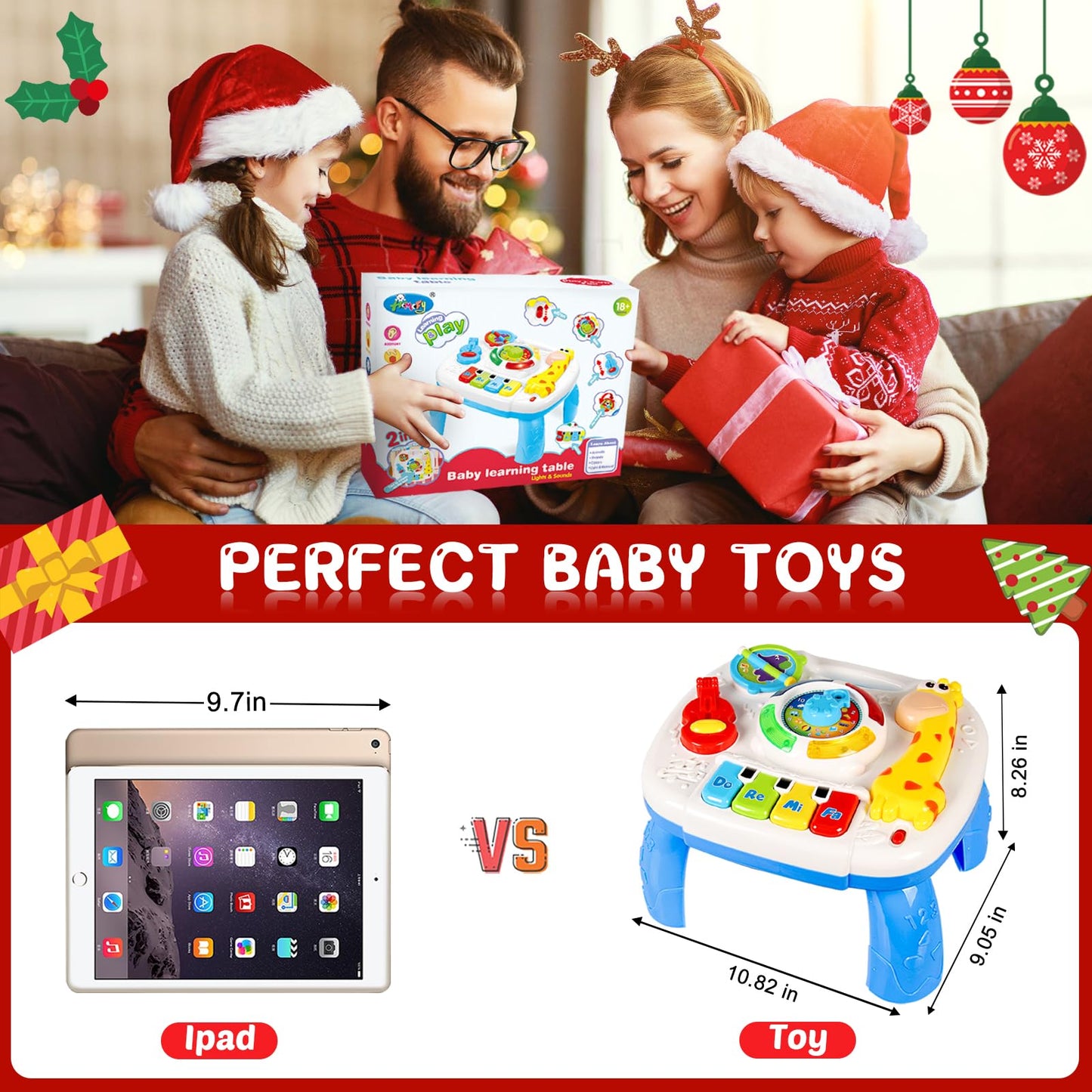 HQXBNBY 3-in-1 Musical Learning Table for Babies 6-12 Months | Early Education Toy
