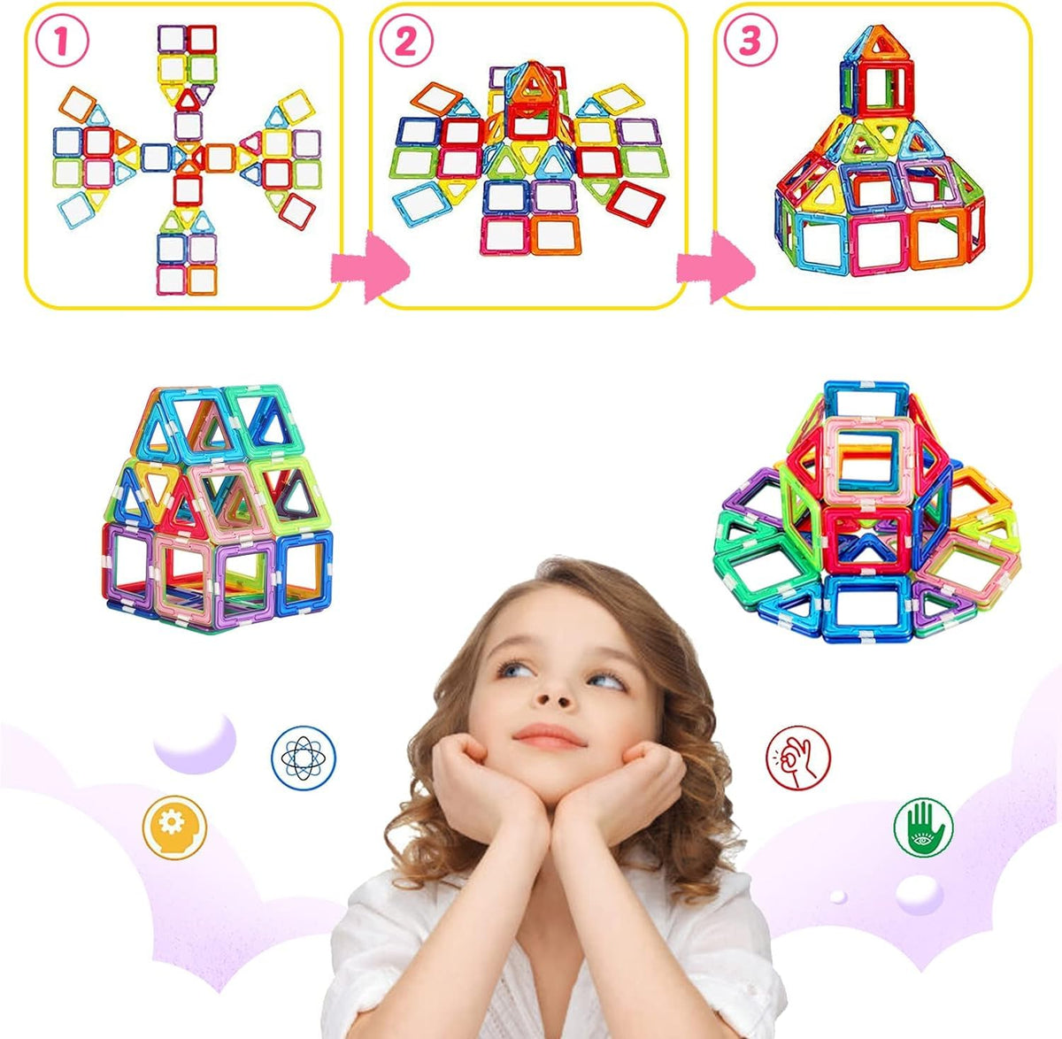 HQXBNBY Magnetic Tiles – 40-Piece STEM Building Blocks for Kids 3+ | Educational Magnetic Toy Set