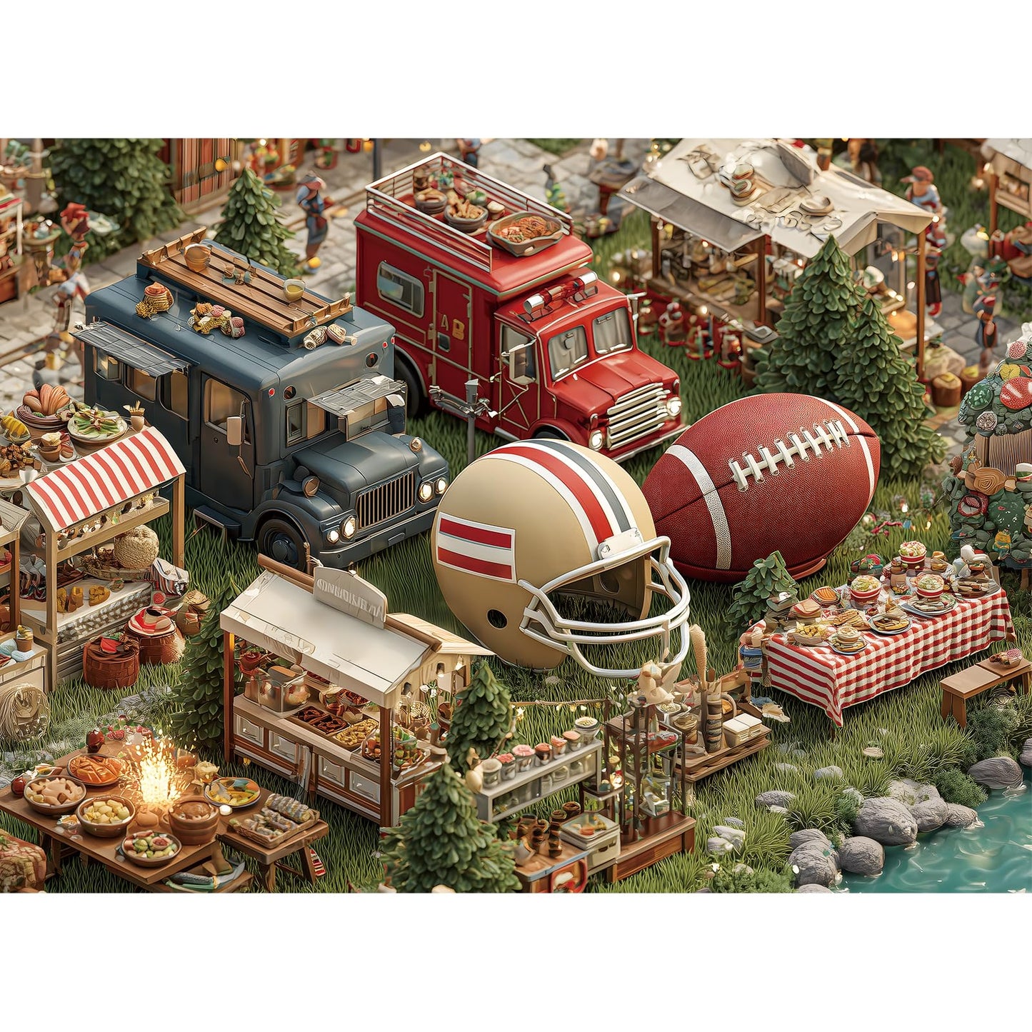 HQXXJW 500-Piece American Football Town Puzzle – Retro Americana, 20.5 x 15 in