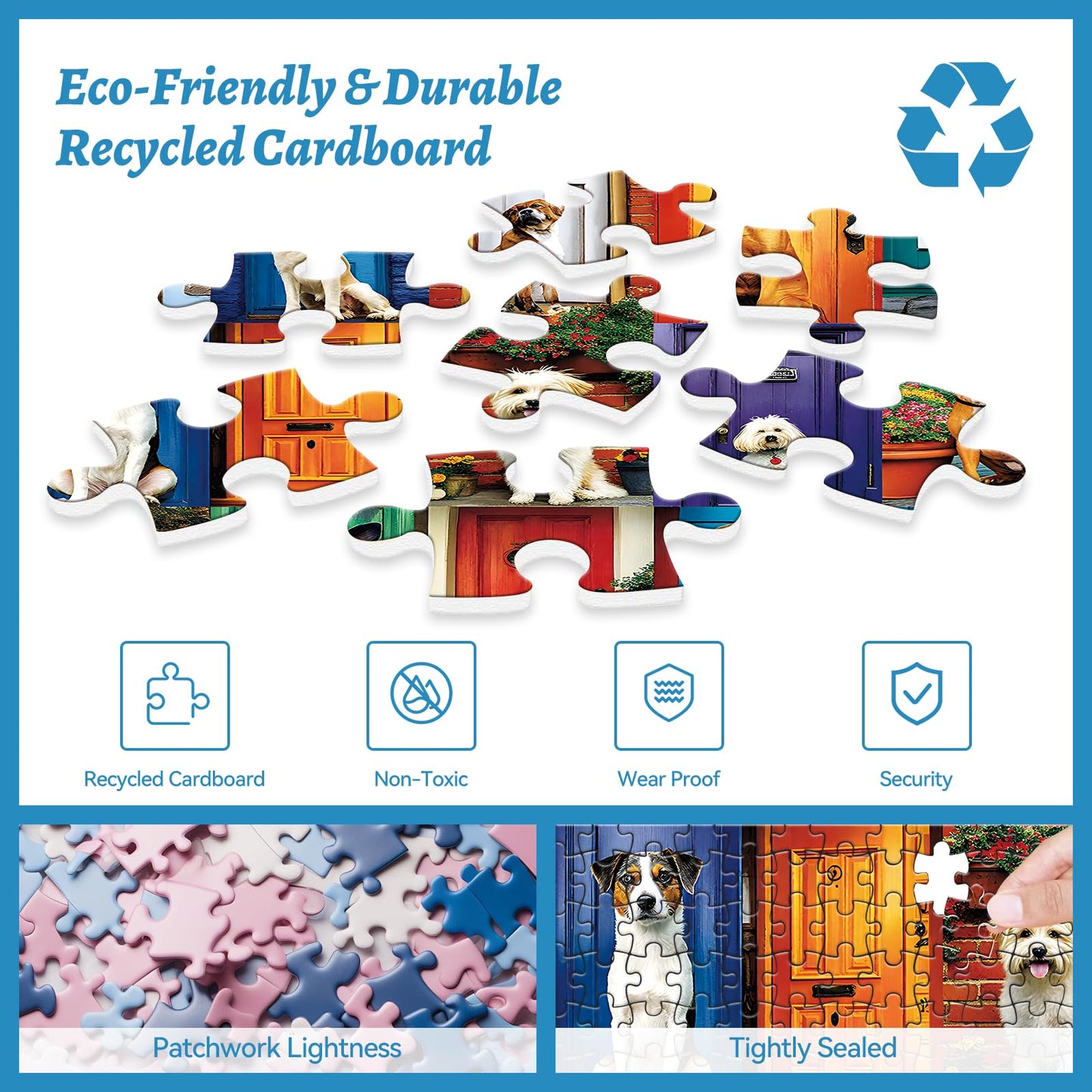 HQXXJW 500 Piece Jigsaw Puzzle for Adults – Cute Dogs & Doors Design | Unique Home Decor & Relaxation
