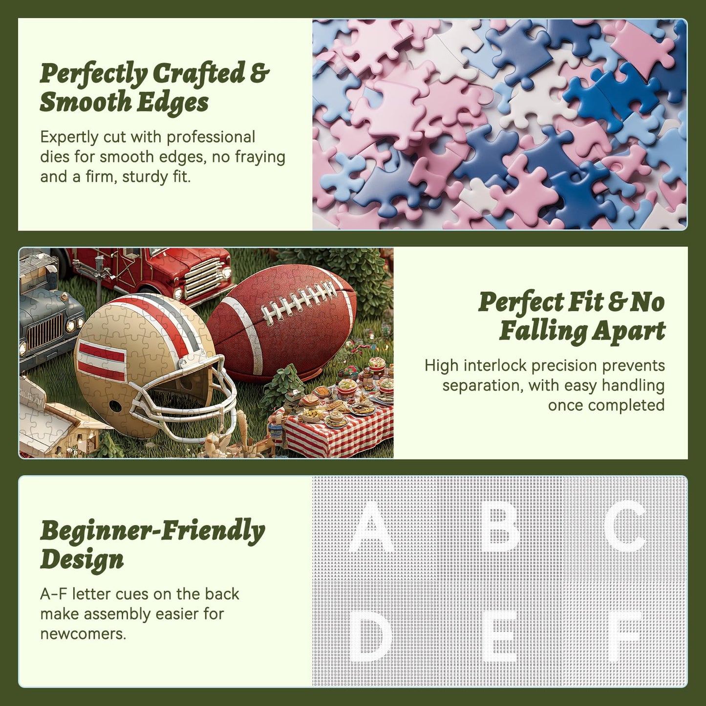 HQXXJW 500-Piece American Football Town Puzzle – Retro Americana, 20.5 x 15 in