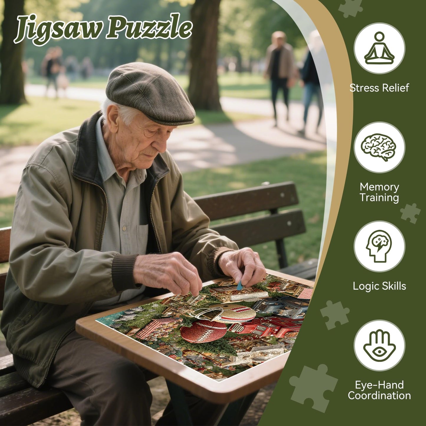 HQXXJW 500-Piece American Football Town Puzzle – Retro Americana, 20.5 x 15 in