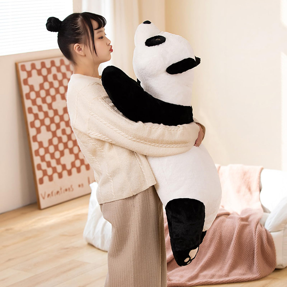 Hronsa Weighted Panda Plush Pillow Toy – 39.3" (100 cm), 2.86 lbs | Cozy Plush Gift for Kids & Adults