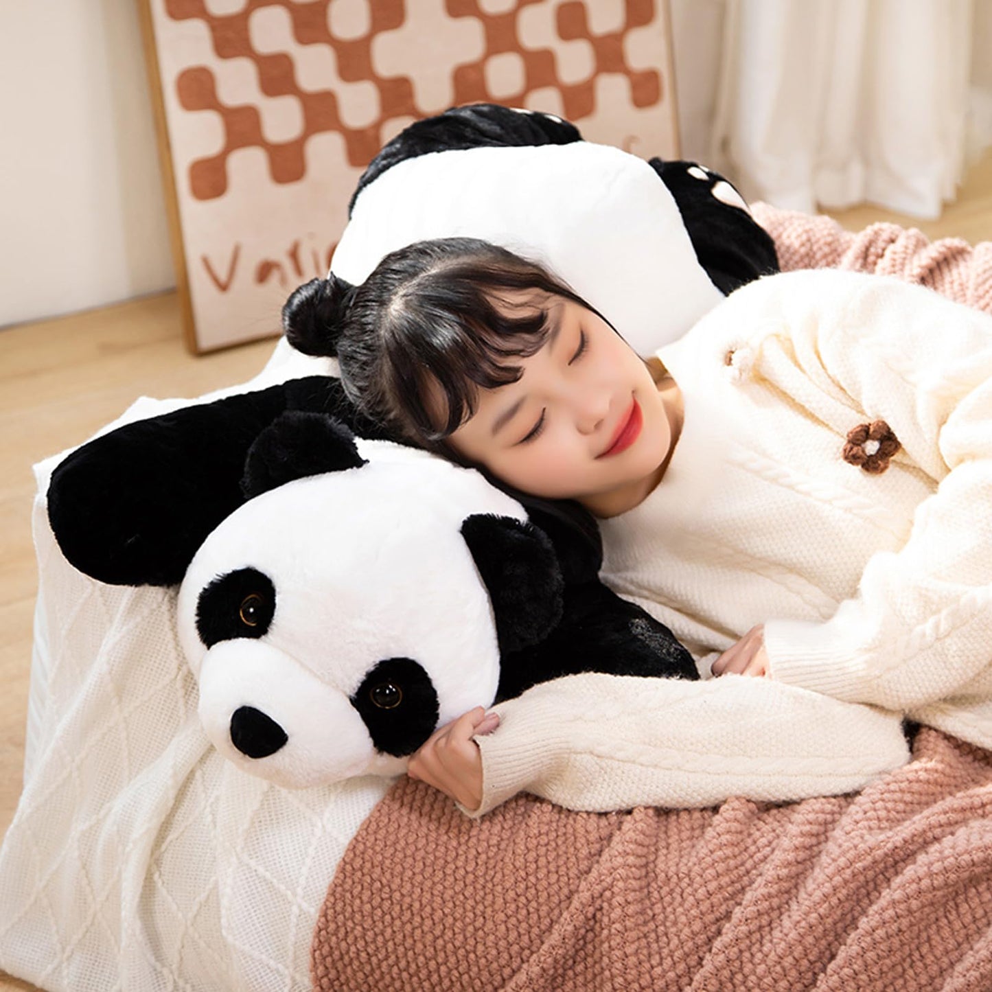 Hronsa Weighted Panda Plush Pillow Toy – 39.3" (100 cm), 2.86 lbs | Cozy Plush Gift for Kids & Adults