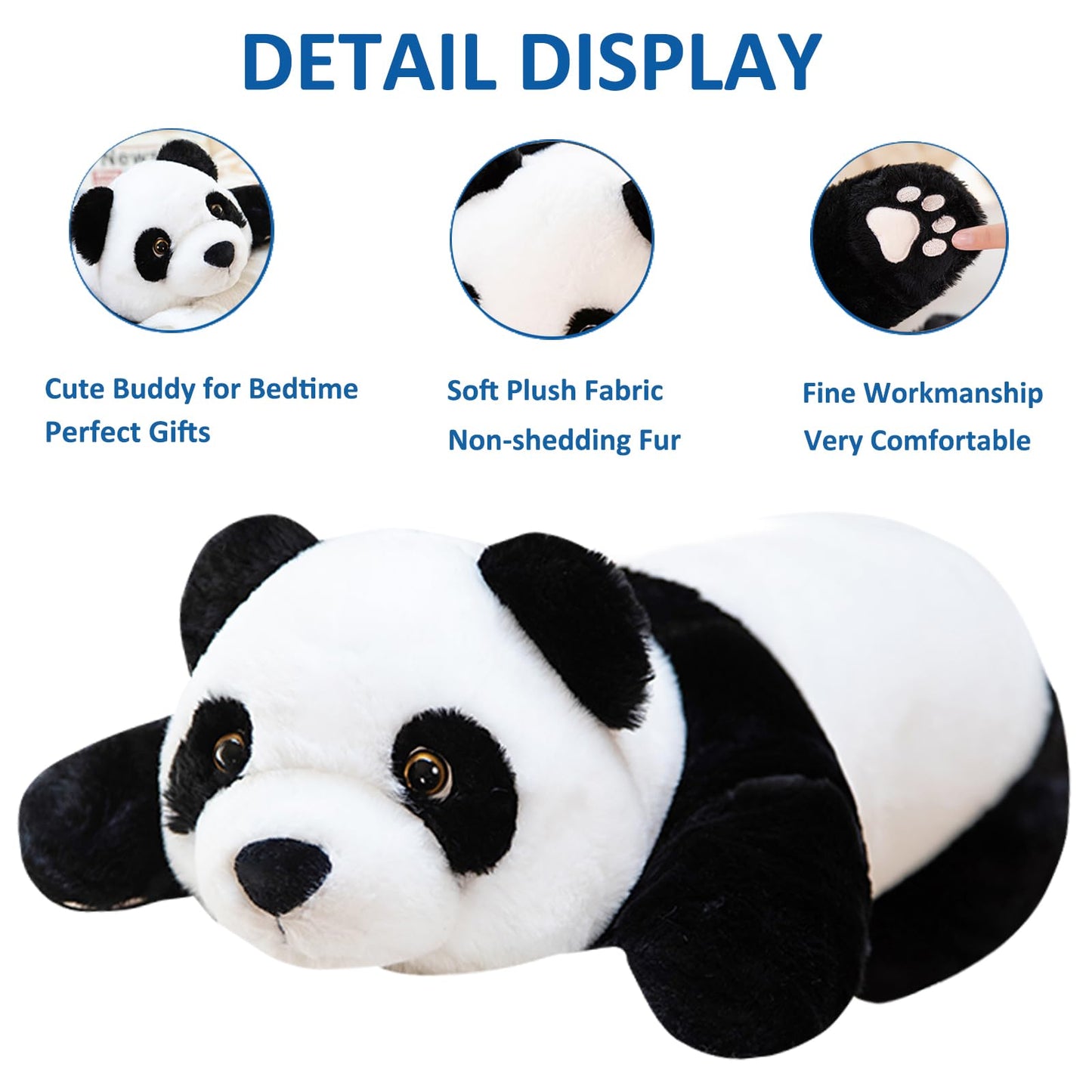 Hronsa Weighted Panda Plush Pillow Toy – 39.3" (100 cm), 2.86 lbs | Cozy Plush Gift for Kids & Adults