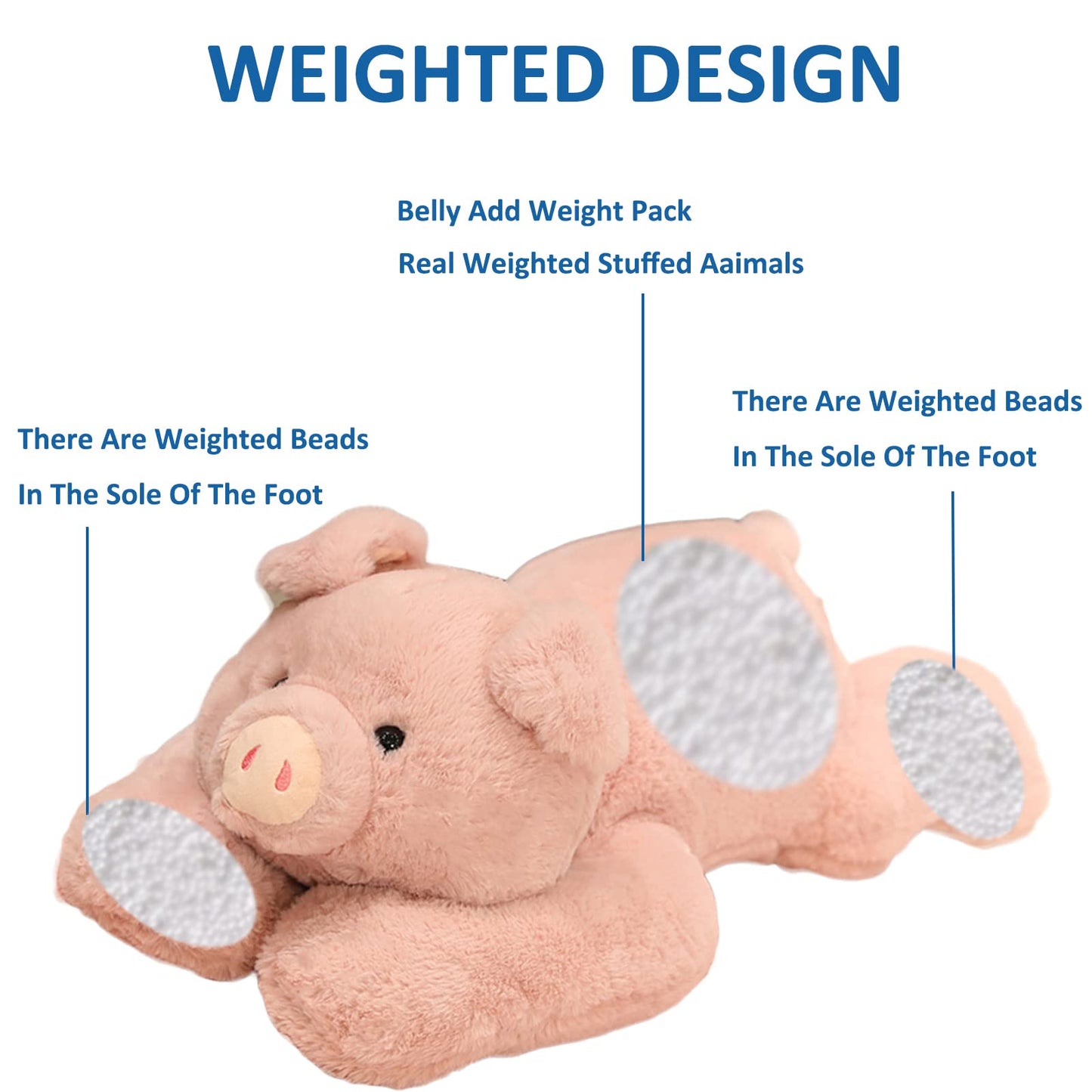 Hronsa Weighted Pig Plush Pillow – 29.5in, 6.2lbs, Soft Weighted Stuffed Animal