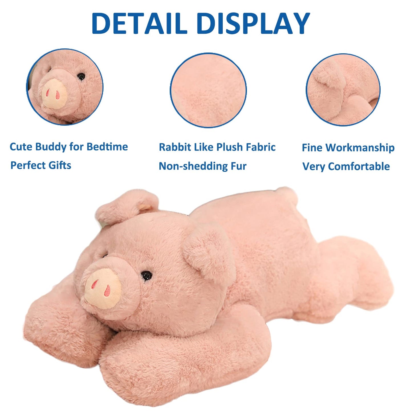 Hronsa Weighted Pig Plush Pillow – 29.5in, 6.2lbs, Soft Weighted Stuffed Animal