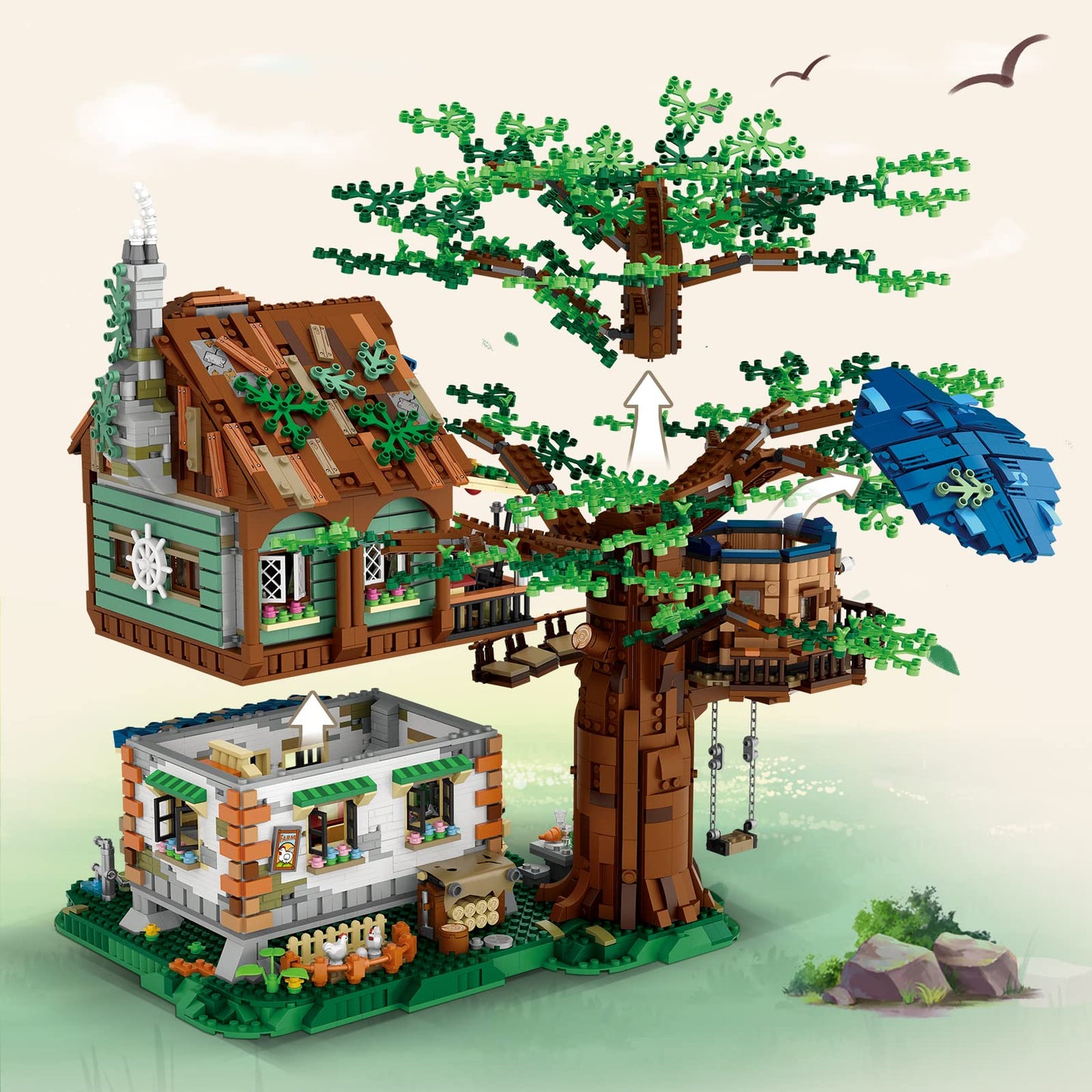 HSANHE Idea Tree House Bricks Set – 4761-Piece Tree House for Adults 14+