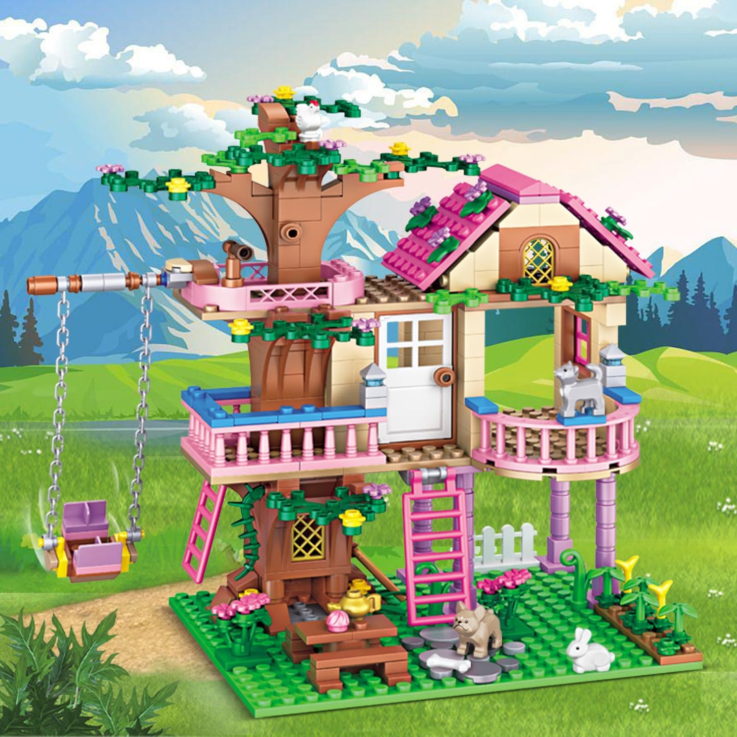 HSANHE Tree House Building Set – 504-Piece Forest Kit for Kids 6-12