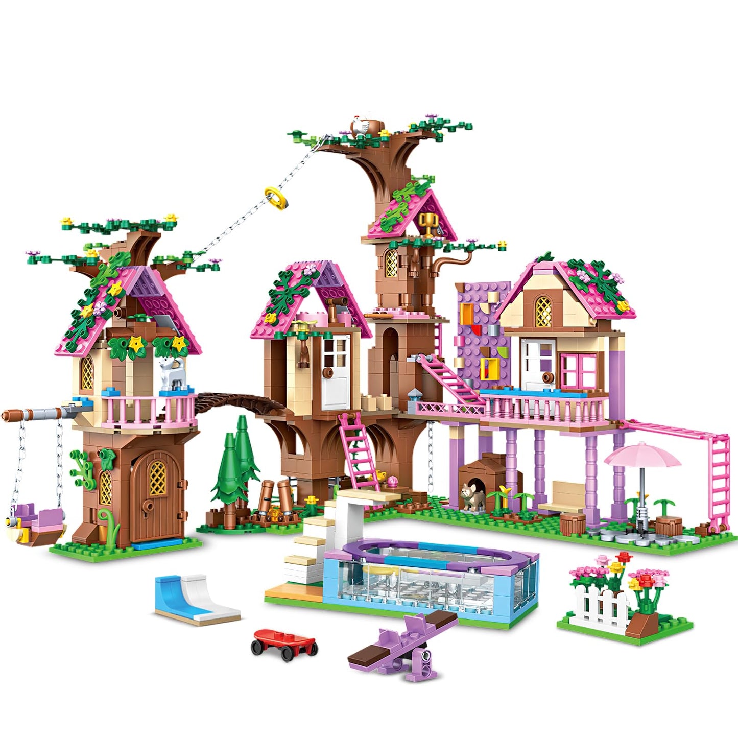 HSANHE Tree House Building Set — 1050-Piece Forest House Kit, Lego Friends Compatible (Ages 6-12)